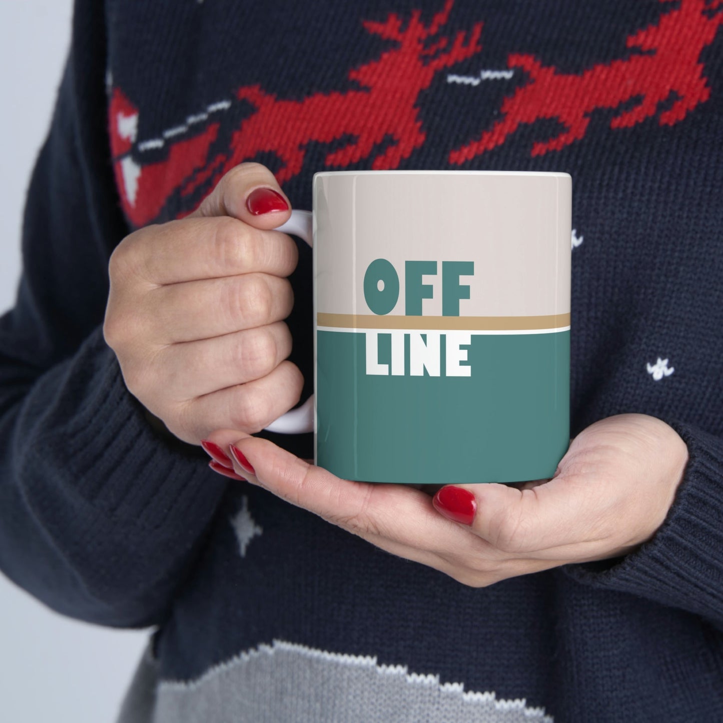 Offline Time to Relax Typography Minimal Art Ceramic Mug 11oz Ichaku [Perfect Gifts Selection]