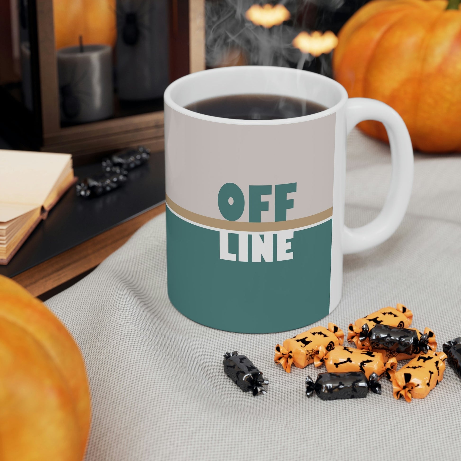 Offline Time to Relax Typography Minimal Art Ceramic Mug 11oz Ichaku [Perfect Gifts Selection]