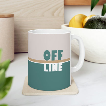 Offline Time to Relax Typography Minimal Art Ceramic Mug 11oz Ichaku [Perfect Gifts Selection]