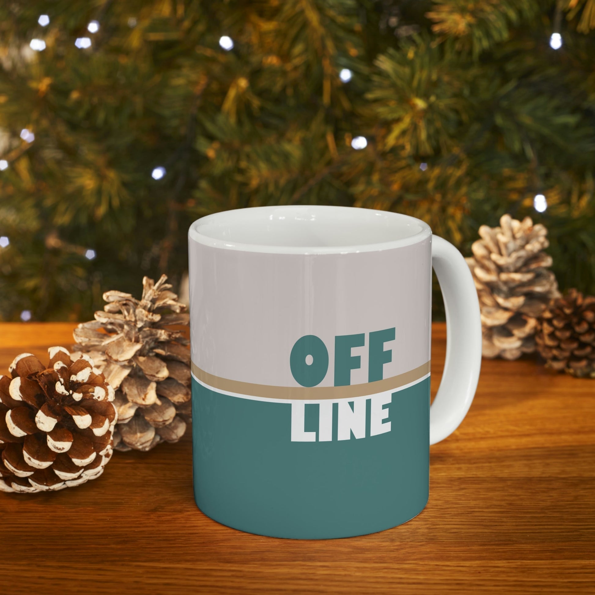 Offline Time to Relax Typography Minimal Art Ceramic Mug 11oz Ichaku [Perfect Gifts Selection]