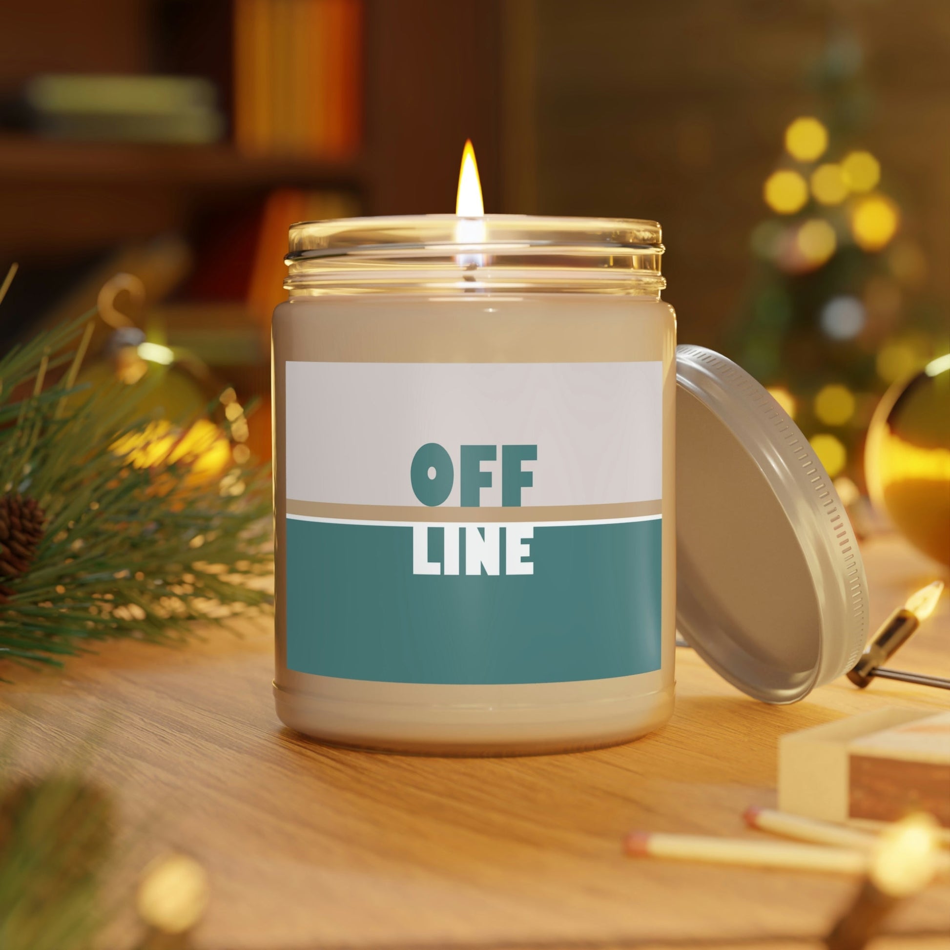 Offline Time to Relax Typography Minimal Art Scented Candle Up to 60h Soy Wax 9oz Ichaku [Perfect Gifts Selection]