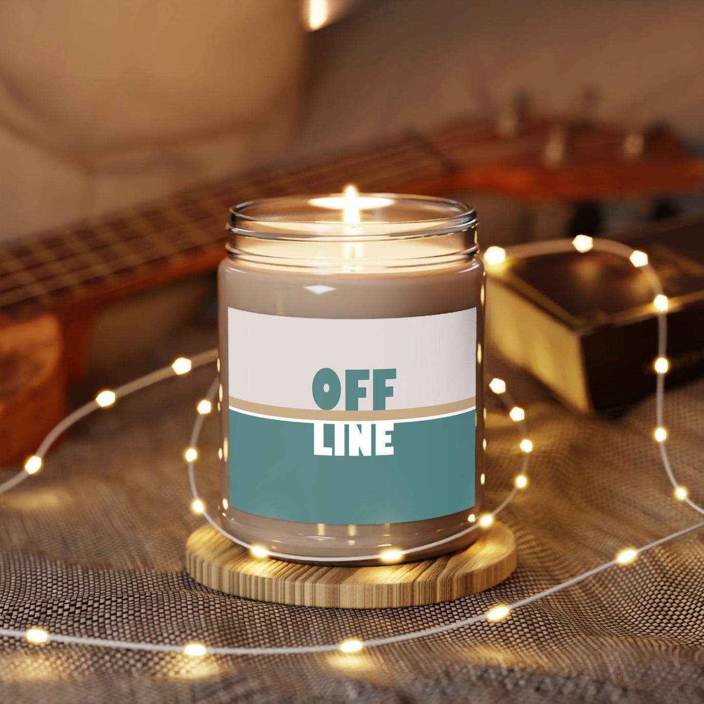 Offline Time to Relax Typography Minimal Art Scented Candle Up to 60h Soy Wax 9oz Ichaku [Perfect Gifts Selection]