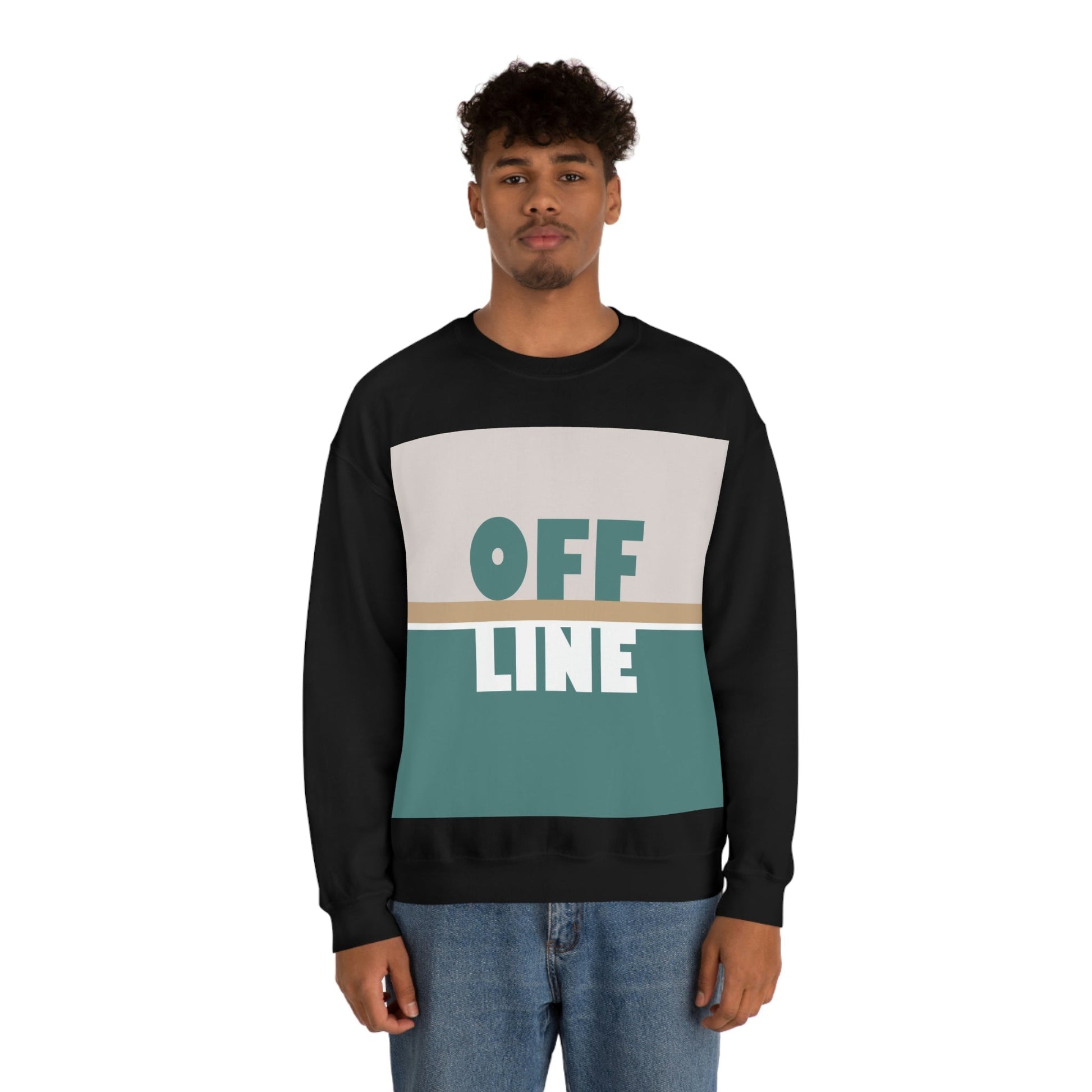 Offline Time to Relax Typography Minimal Art Unisex Heavy Blend™ Crewneck Sweatshirt Ichaku [Perfect Gifts Selection]