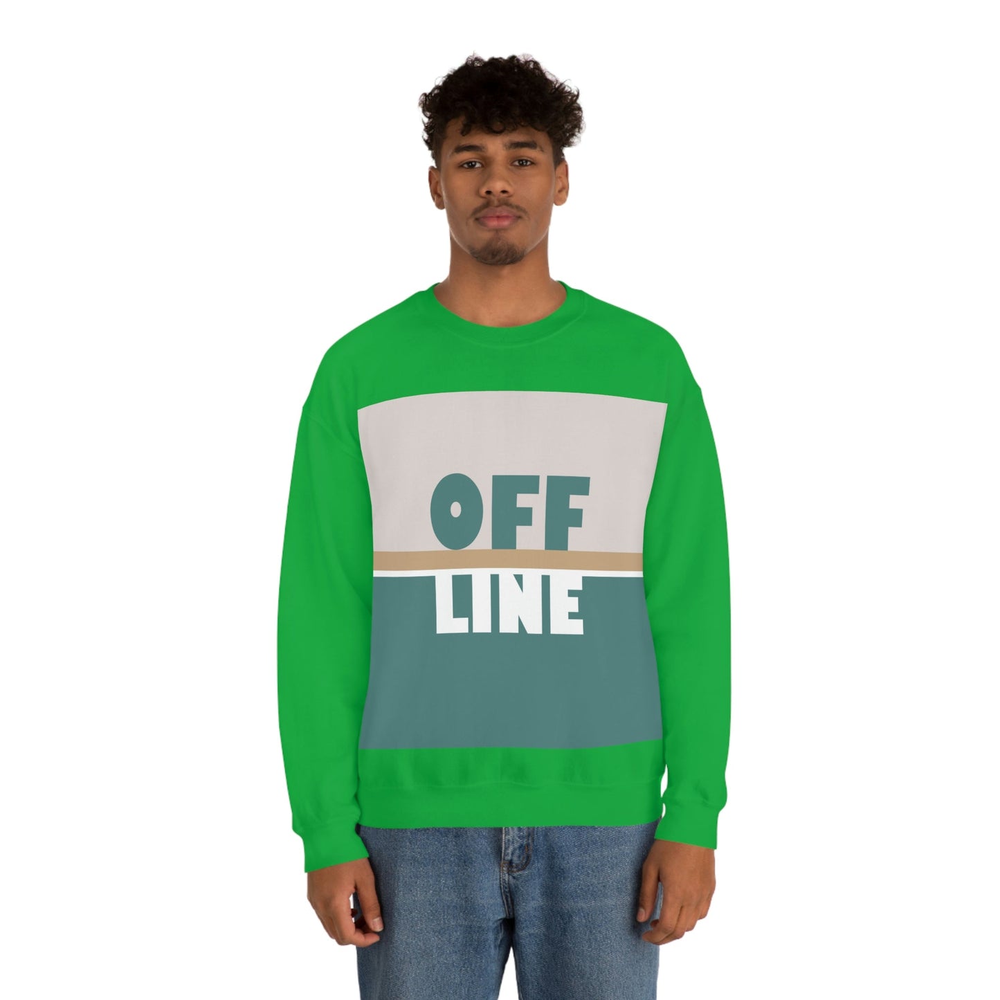 Offline Time to Relax Typography Minimal Art Unisex Heavy Blend™ Crewneck Sweatshirt Ichaku [Perfect Gifts Selection]