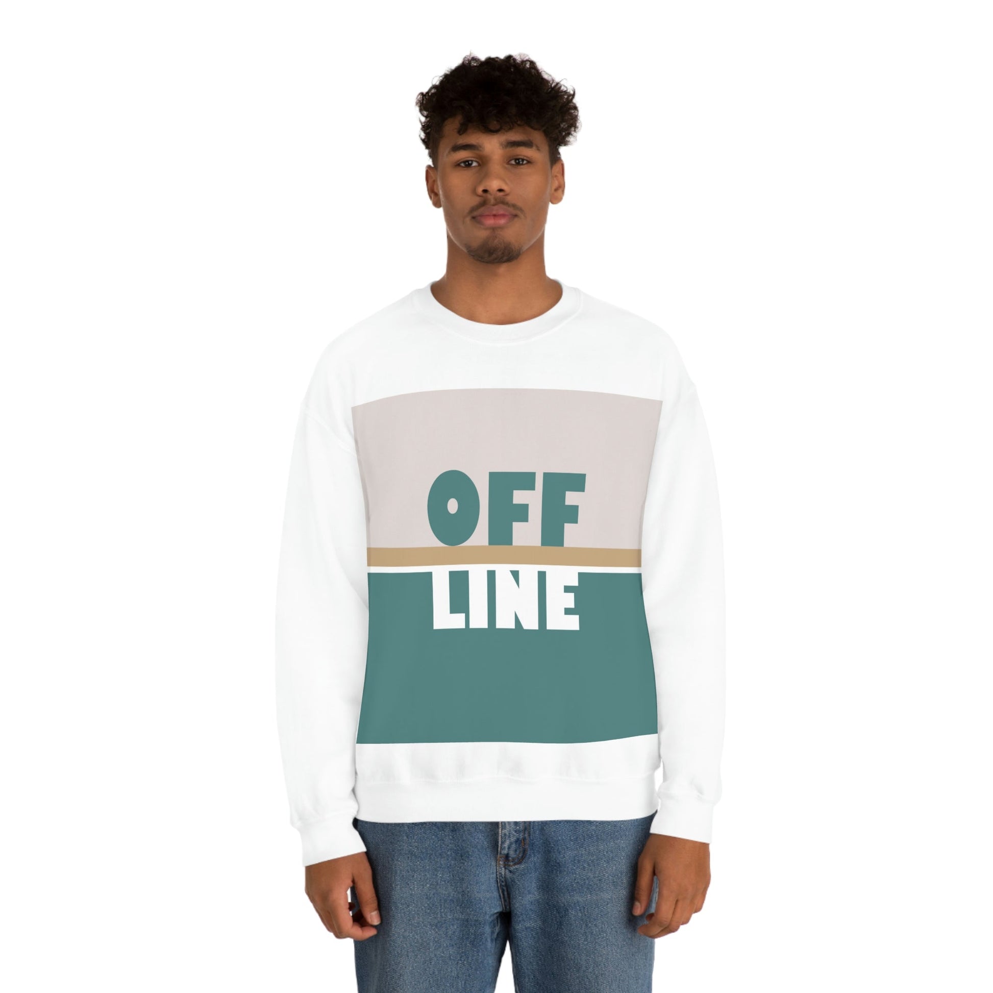 Offline Time to Relax Typography Minimal Art Unisex Heavy Blend™ Crewneck Sweatshirt Ichaku [Perfect Gifts Selection]