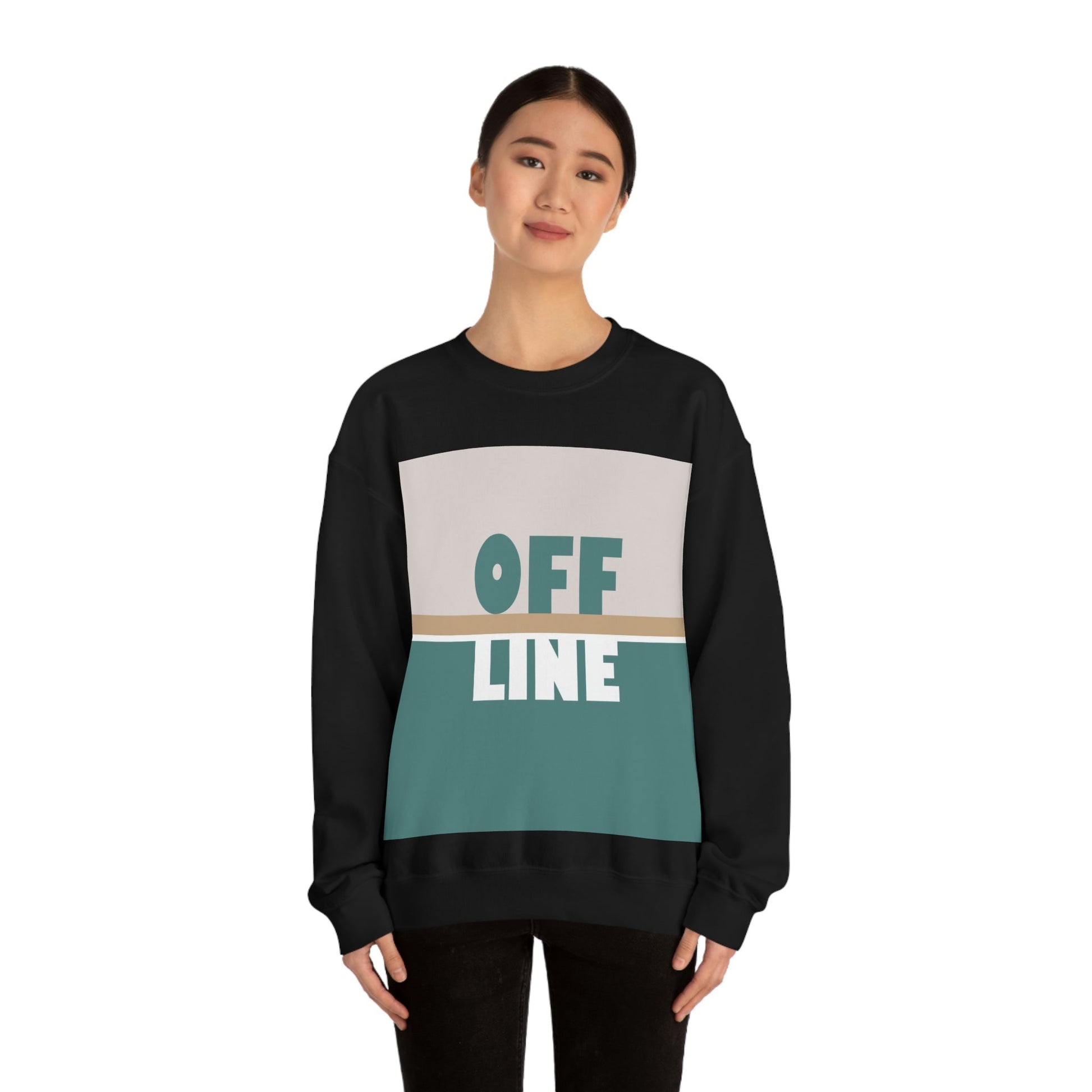 Offline Time to Relax Typography Minimal Art Unisex Heavy Blend™ Crewneck Sweatshirt Ichaku [Perfect Gifts Selection]