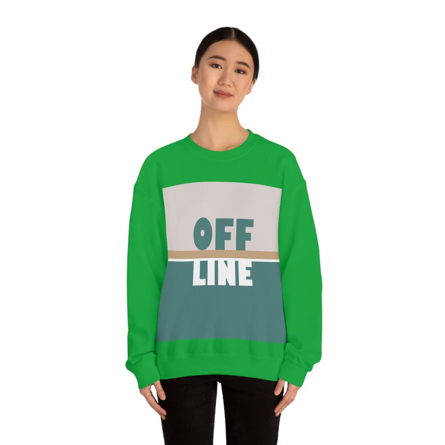 Offline Time to Relax Typography Minimal Art Unisex Heavy Blend™ Crewneck Sweatshirt Ichaku [Perfect Gifts Selection]