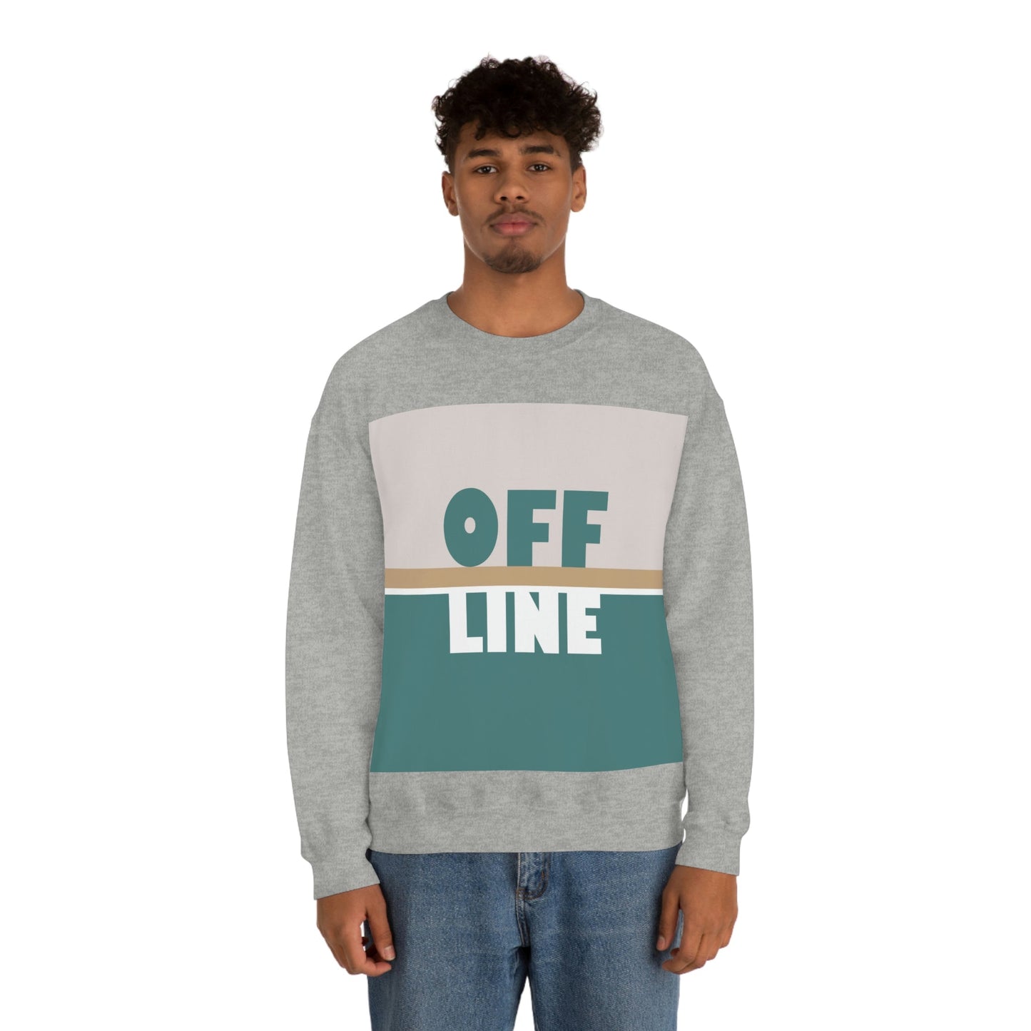 Offline Time to Relax Typography Minimal Art Unisex Heavy Blend™ Crewneck Sweatshirt Ichaku [Perfect Gifts Selection]