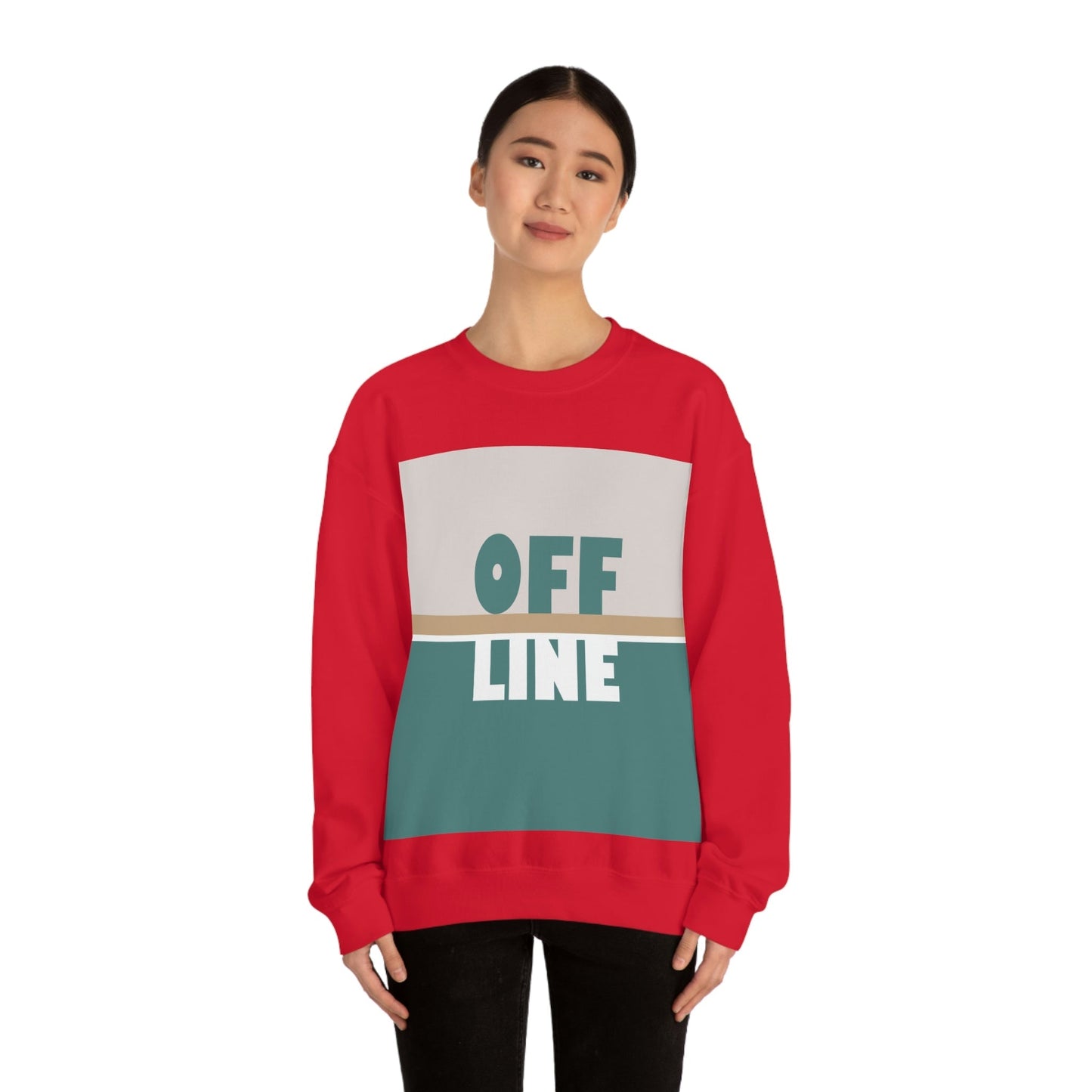 Offline Time to Relax Typography Minimal Art Unisex Heavy Blend™ Crewneck Sweatshirt Ichaku [Perfect Gifts Selection]