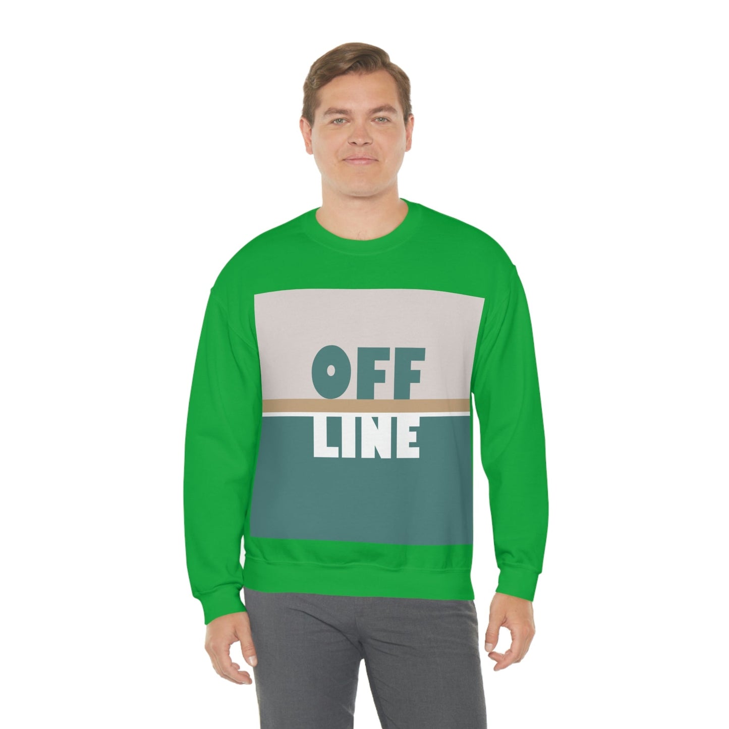 Offline Time to Relax Typography Minimal Art Unisex Heavy Blend™ Crewneck Sweatshirt Ichaku [Perfect Gifts Selection]