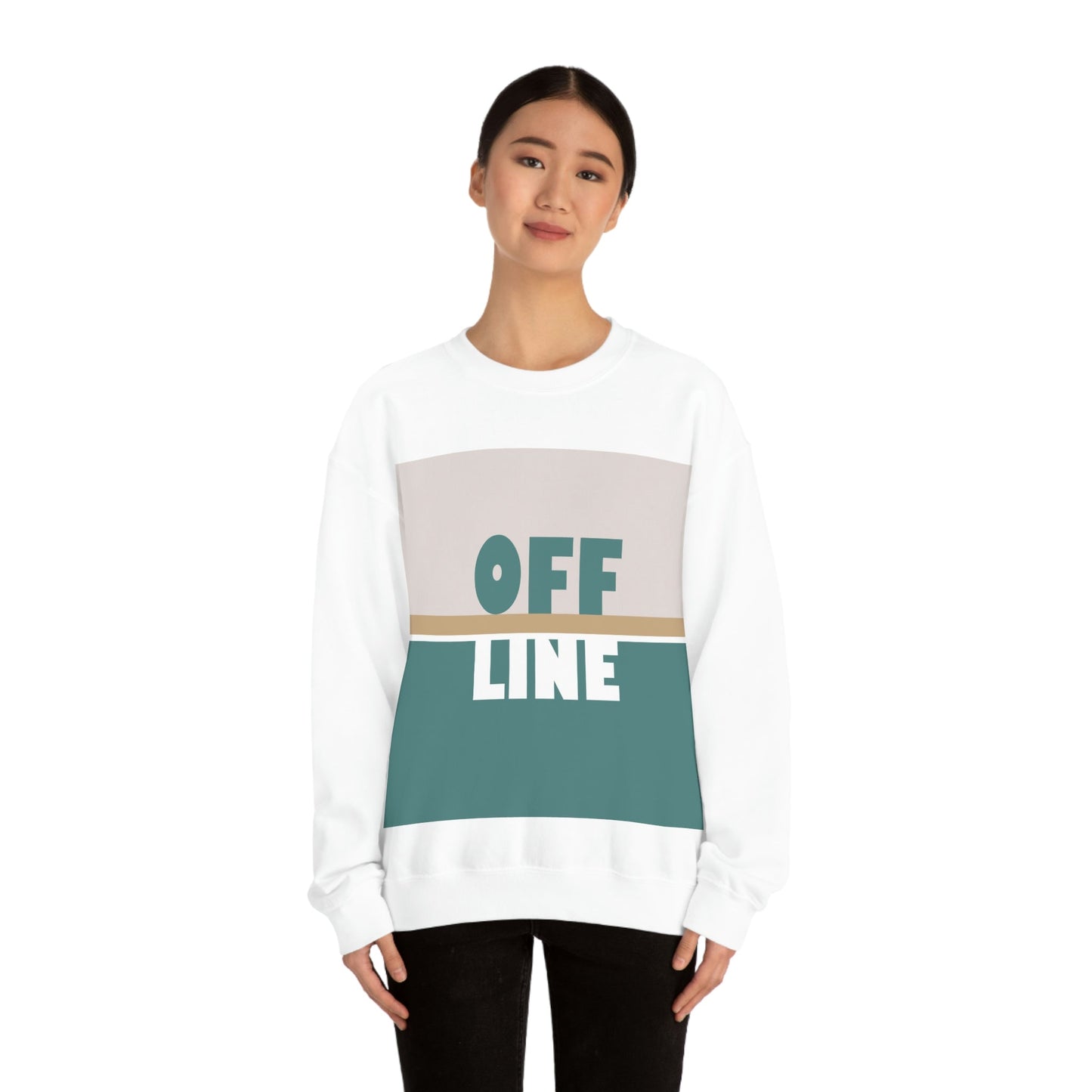 Offline Time to Relax Typography Minimal Art Unisex Heavy Blend™ Crewneck Sweatshirt Ichaku [Perfect Gifts Selection]