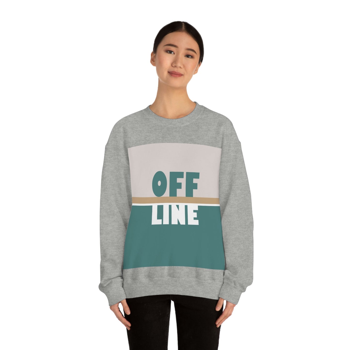 Offline Time to Relax Typography Minimal Art Unisex Heavy Blend™ Crewneck Sweatshirt Ichaku [Perfect Gifts Selection]