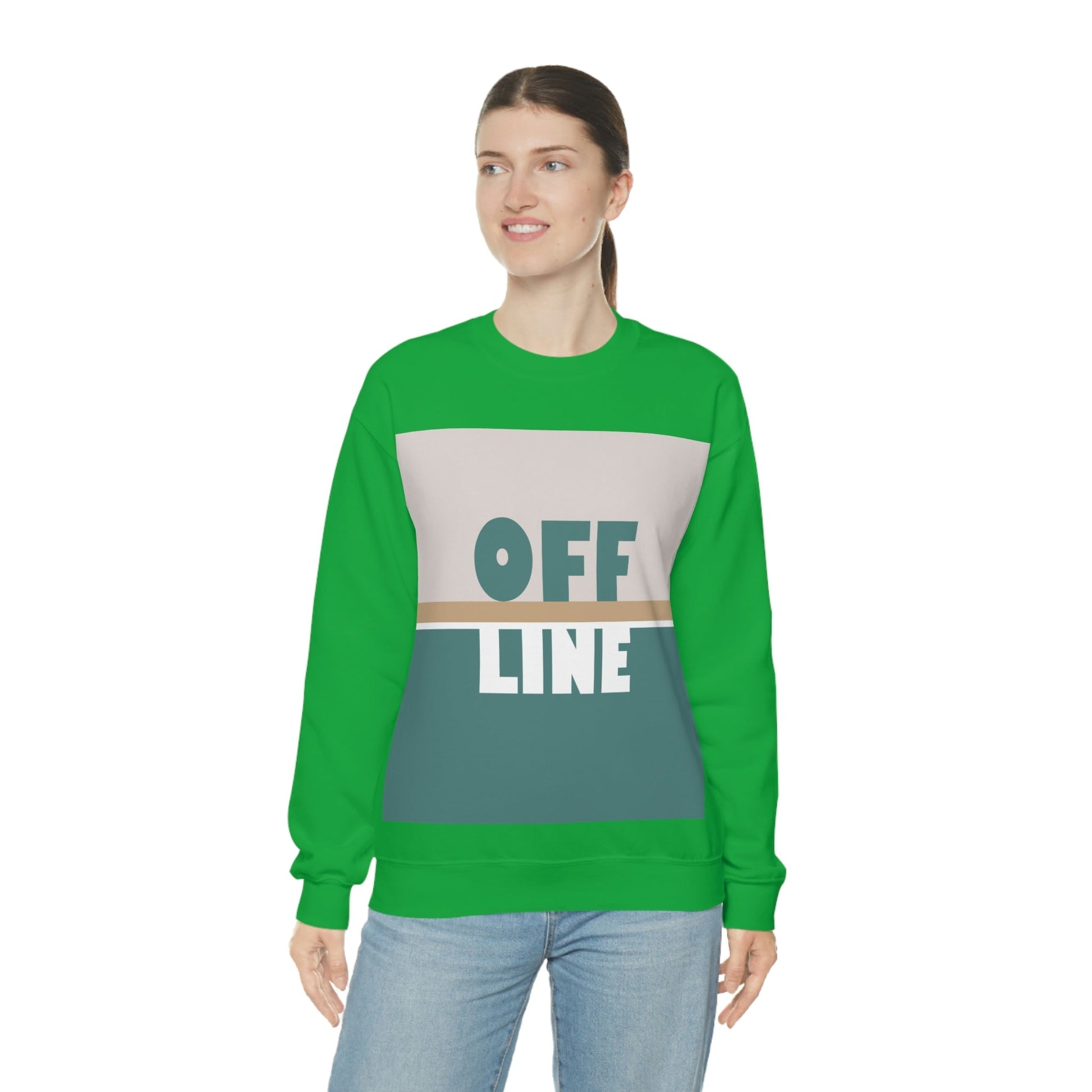 Offline Time to Relax Typography Minimal Art Unisex Heavy Blend™ Crewneck Sweatshirt Ichaku [Perfect Gifts Selection]