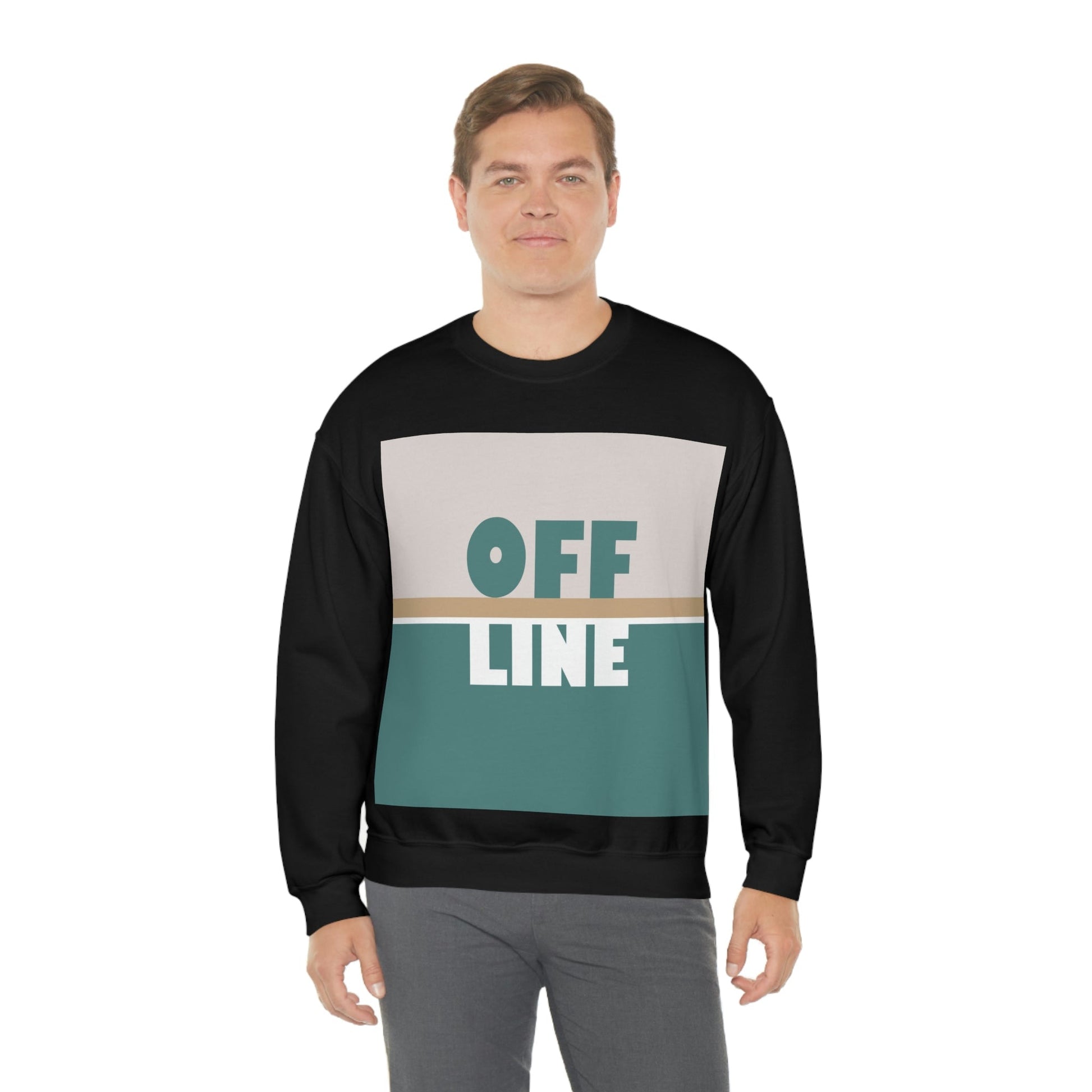 Offline Time to Relax Typography Minimal Art Unisex Heavy Blend™ Crewneck Sweatshirt Ichaku [Perfect Gifts Selection]