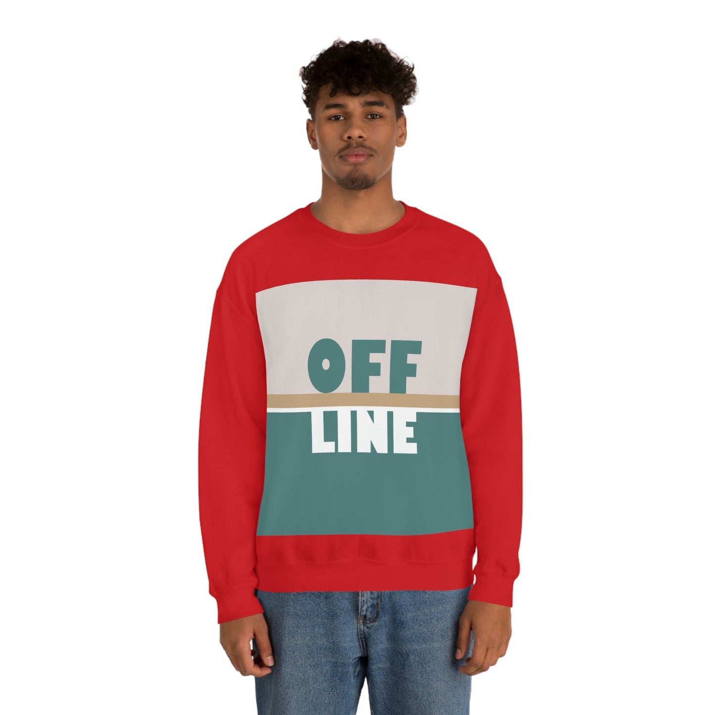 Offline Time to Relax Typography Minimal Art Unisex Heavy Blend™ Crewneck Sweatshirt Ichaku [Perfect Gifts Selection]