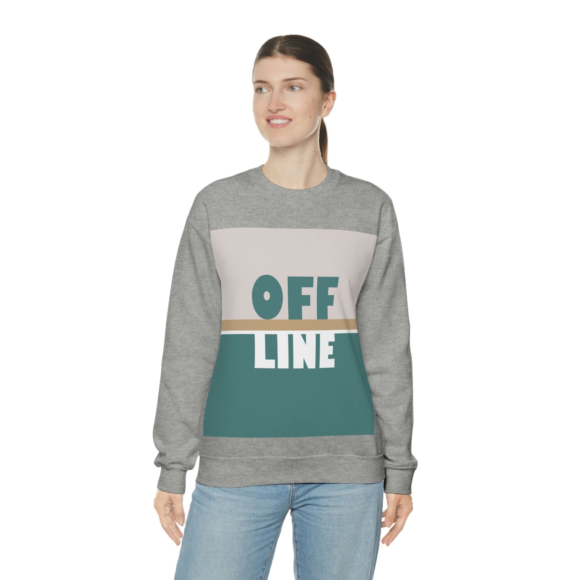 Offline Time to Relax Typography Minimal Art Unisex Heavy Blend™ Crewneck Sweatshirt Ichaku [Perfect Gifts Selection]