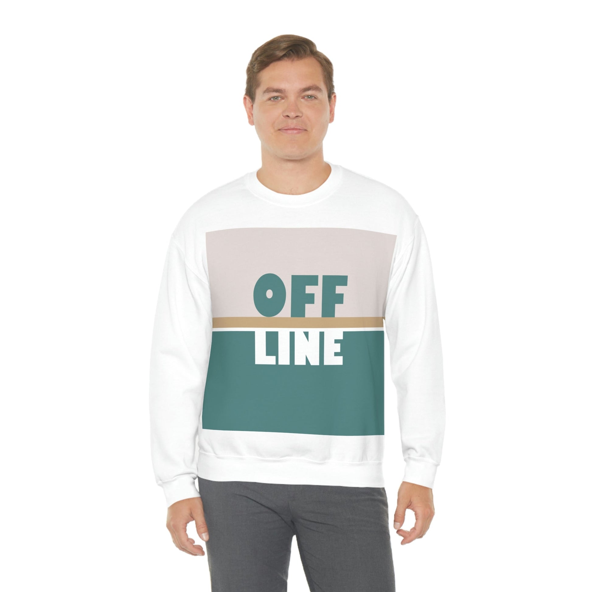 Offline Time to Relax Typography Minimal Art Unisex Heavy Blend™ Crewneck Sweatshirt Ichaku [Perfect Gifts Selection]