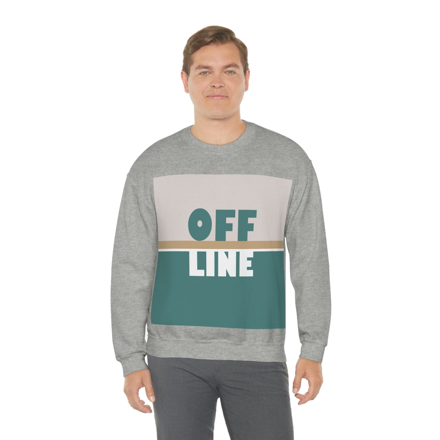 Offline Time to Relax Typography Minimal Art Unisex Heavy Blend™ Crewneck Sweatshirt Ichaku [Perfect Gifts Selection]