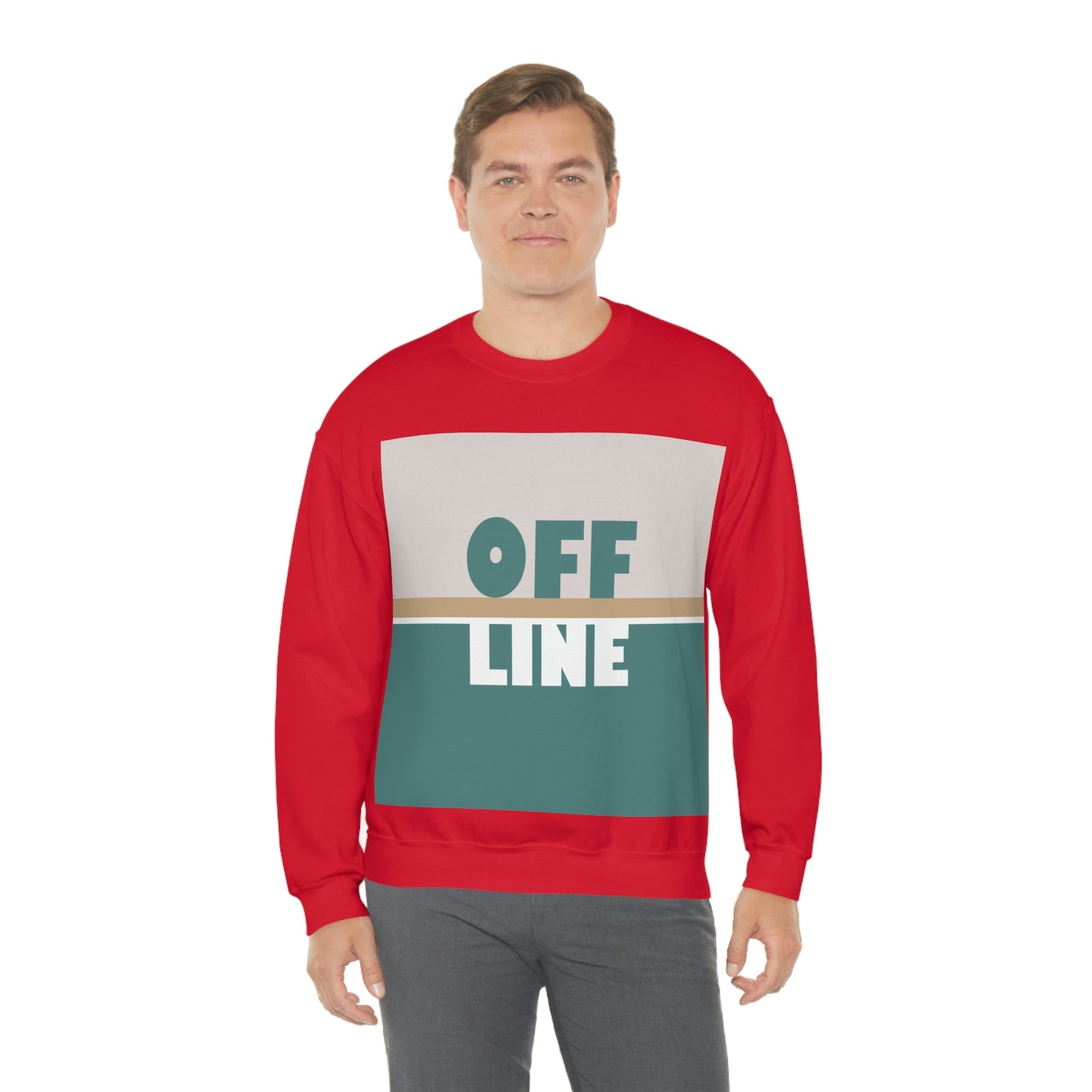 Offline Time to Relax Typography Minimal Art Unisex Heavy Blend™ Crewneck Sweatshirt Ichaku [Perfect Gifts Selection]