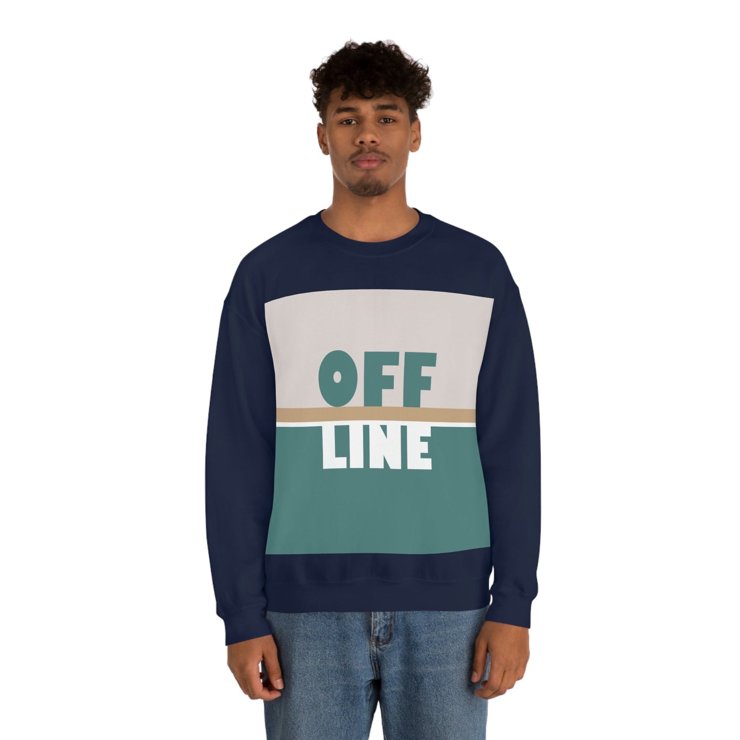 Offline Time to Relax Typography Minimal Art Unisex Heavy Blend™ Crewneck Sweatshirt Ichaku [Perfect Gifts Selection]