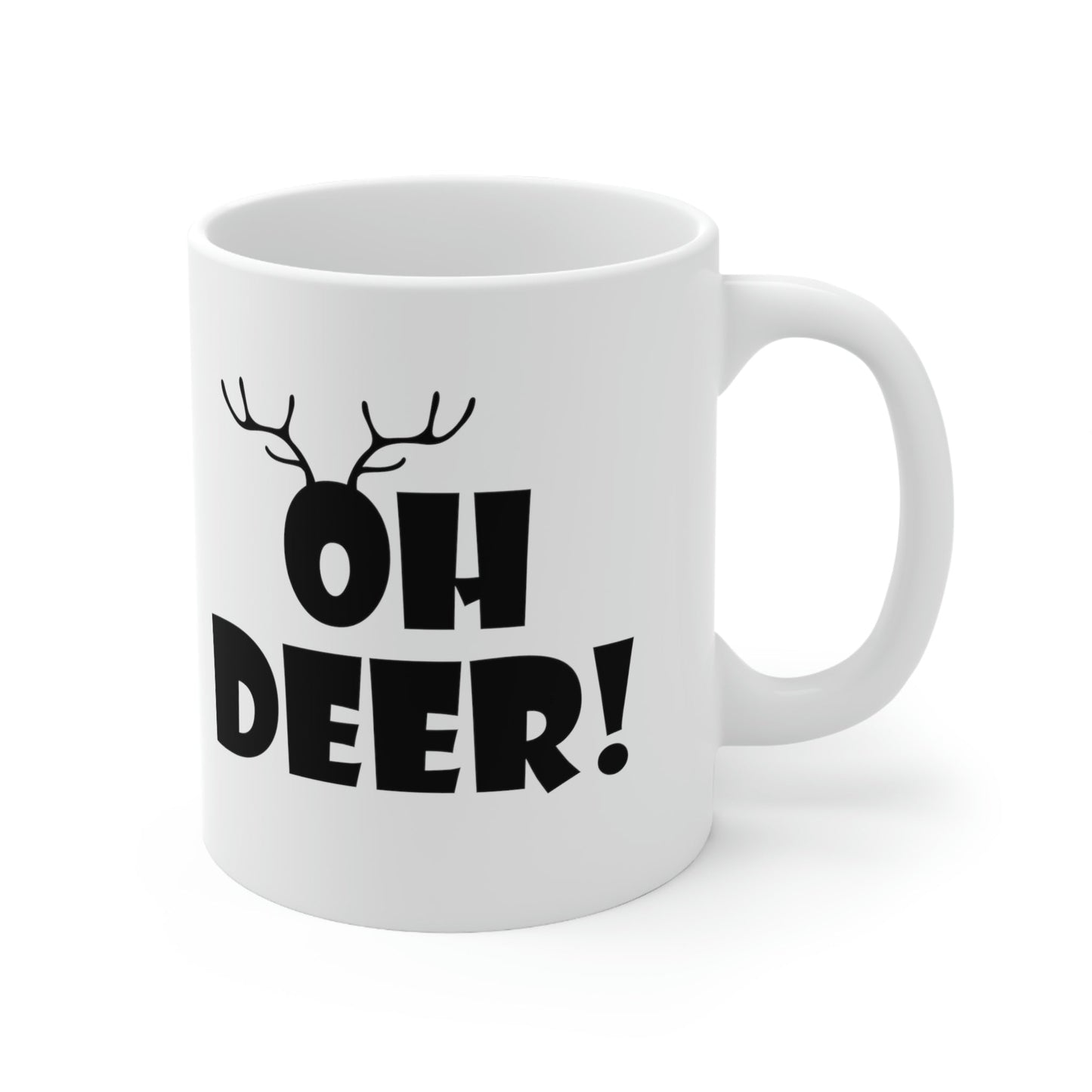 Oh Deer It's Christmas Time Funny Reindeer Ceramic Mug 11oz Ichaku [Perfect Gifts Selection]