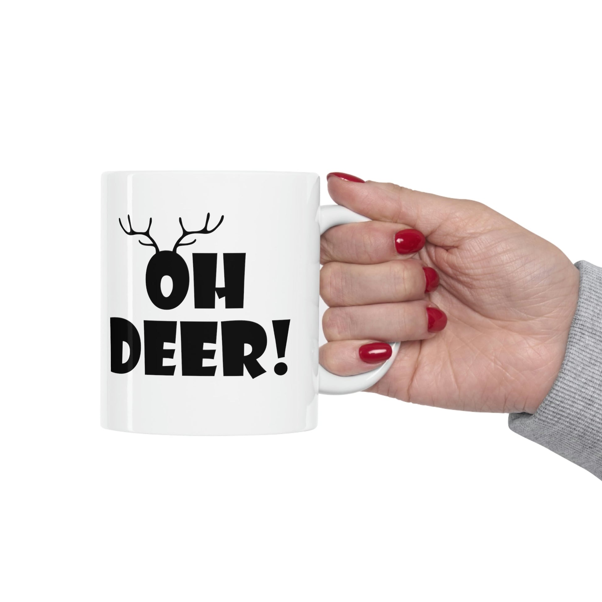 Oh Deer It's Christmas Time Funny Reindeer Ceramic Mug 11oz Ichaku [Perfect Gifts Selection]