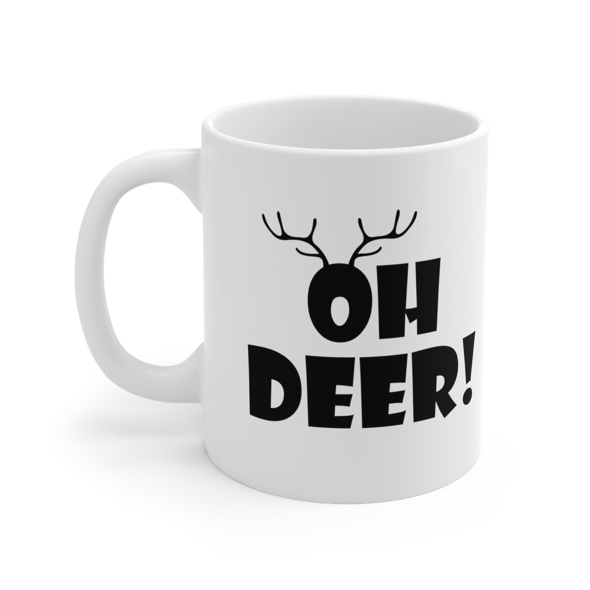 Oh Deer It's Christmas Time Funny Reindeer Ceramic Mug 11oz Ichaku [Perfect Gifts Selection]