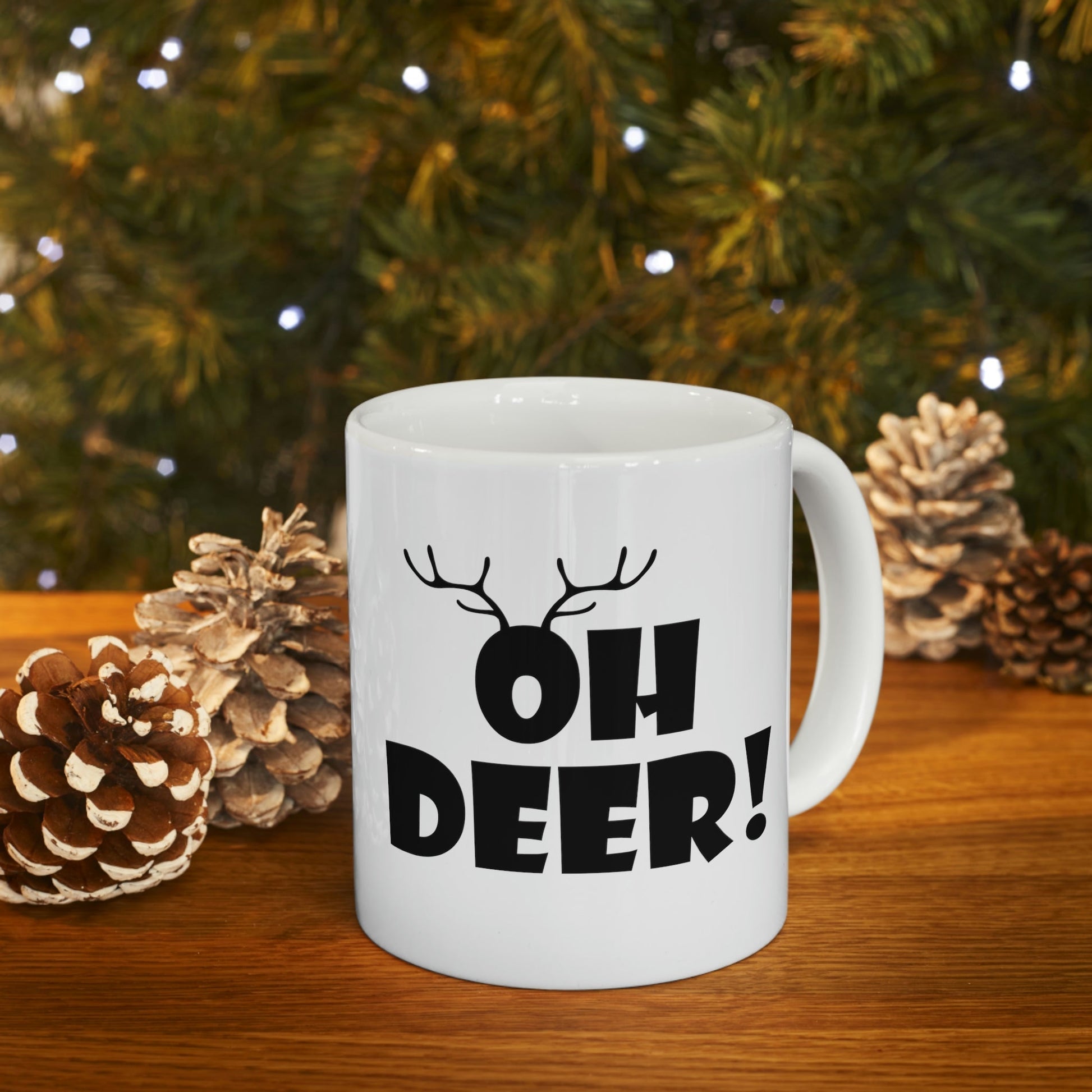 Oh Deer It's Christmas Time Funny Reindeer Ceramic Mug 11oz Ichaku [Perfect Gifts Selection]