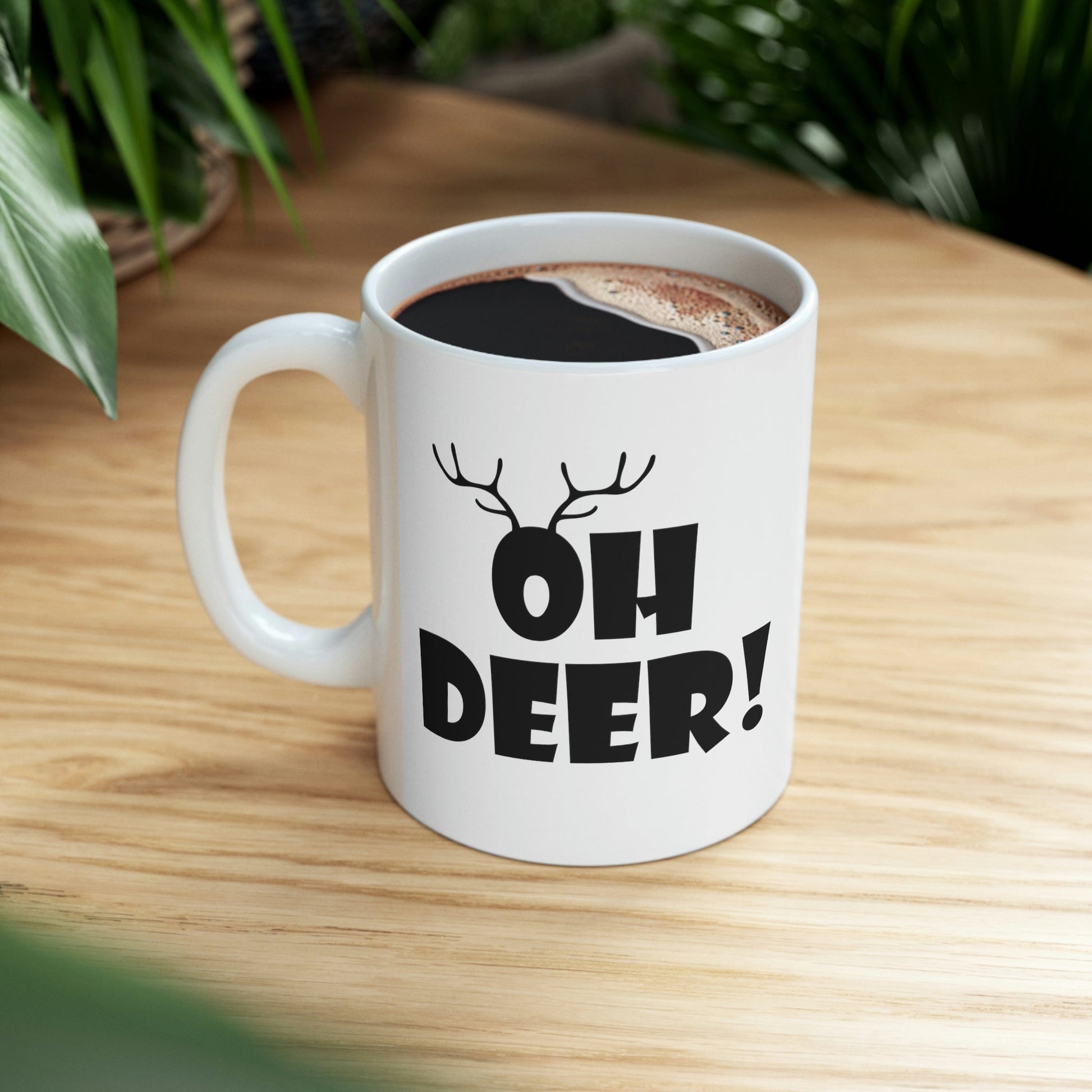 Oh Deer It's Christmas Time Funny Reindeer Ceramic Mug 11oz Ichaku [Perfect Gifts Selection]