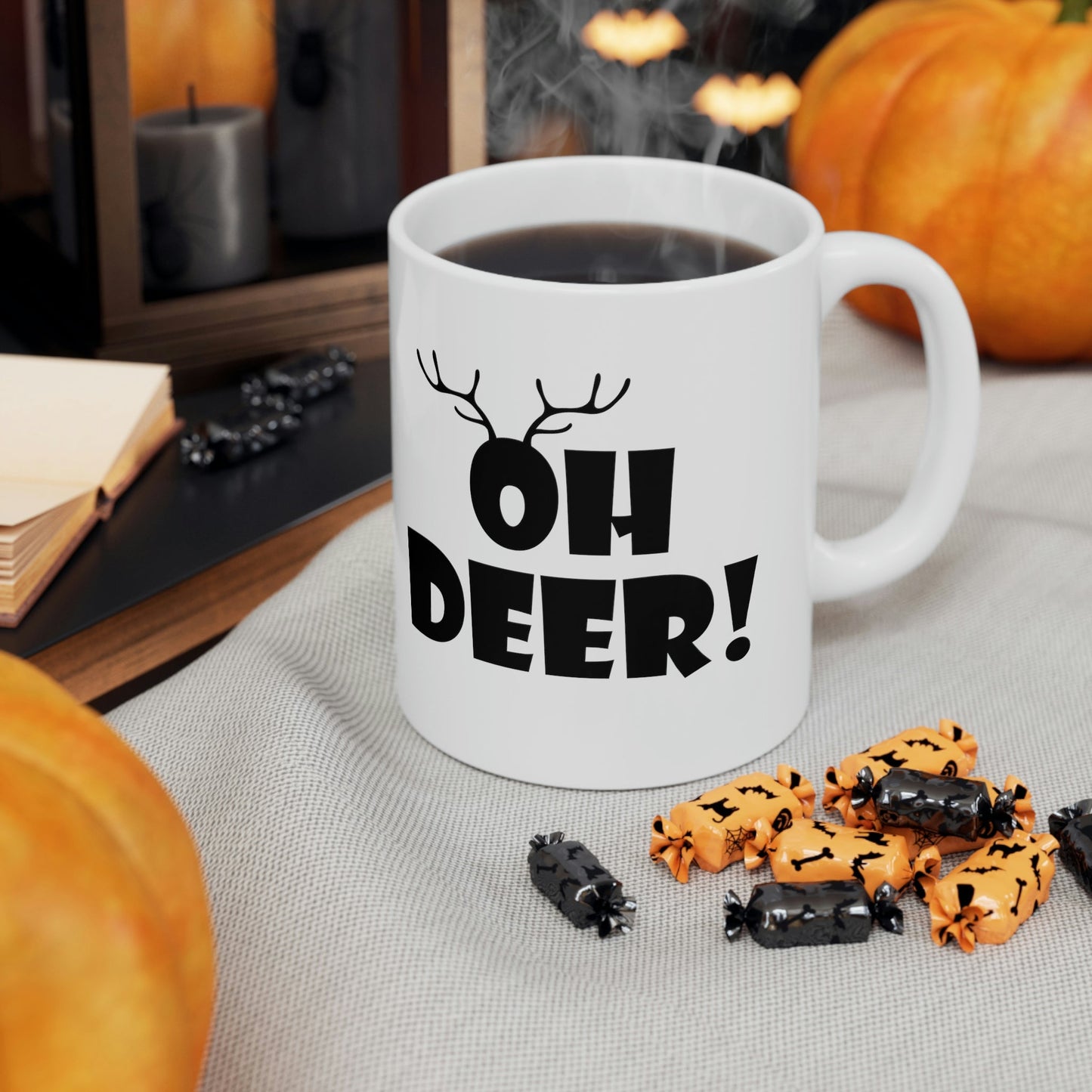 Oh Deer It's Christmas Time Funny Reindeer Ceramic Mug 11oz Ichaku [Perfect Gifts Selection]