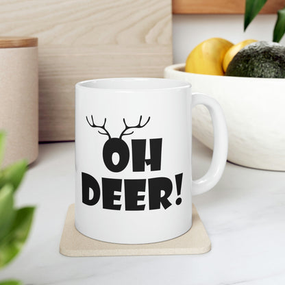 Oh Deer It's Christmas Time Funny Reindeer Ceramic Mug 11oz Ichaku [Perfect Gifts Selection]