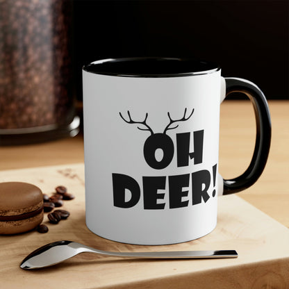 Oh Deer It's Christmas Time Funny Reindeer Classic Accent Coffee Mug 11oz Ichaku [Perfect Gifts Selection]