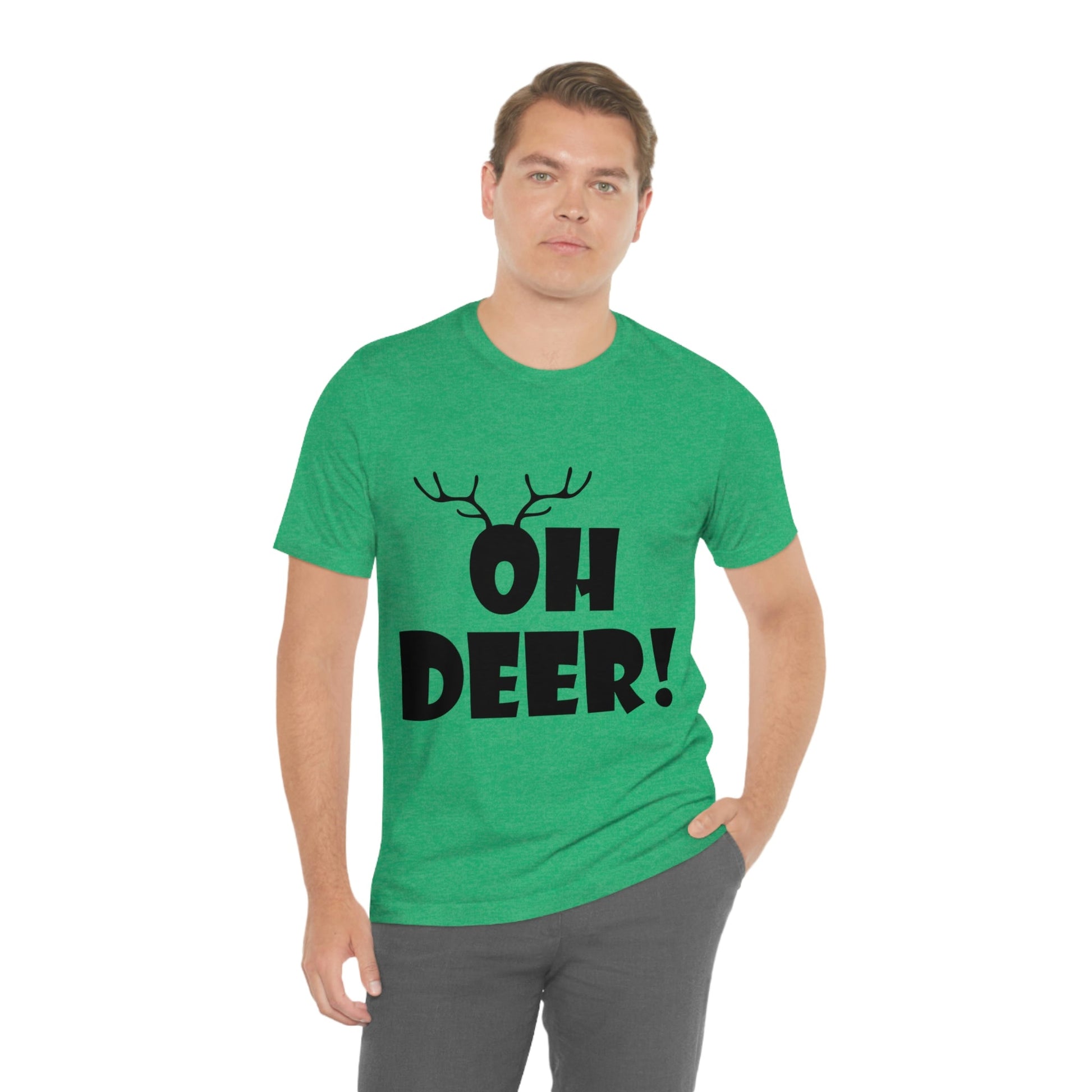 Oh Deer It's Christmas Time Funny Reindeer Unisex Jersey Short Sleeve T-Shirt Ichaku [Perfect Gifts Selection]