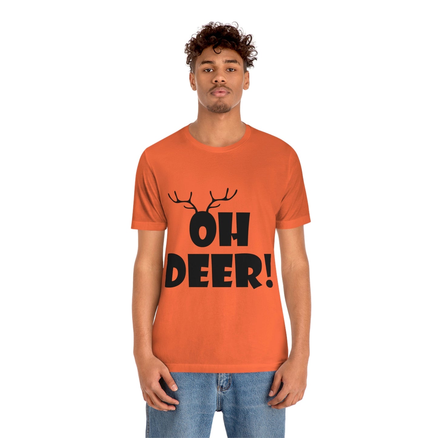 Oh Deer It's Christmas Time Funny Reindeer Unisex Jersey Short Sleeve T-Shirt Ichaku [Perfect Gifts Selection]