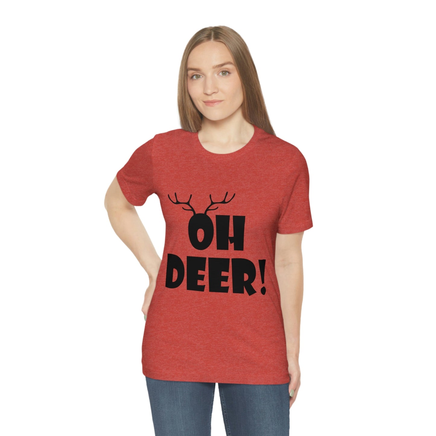 Oh Deer It's Christmas Time Funny Reindeer Unisex Jersey Short Sleeve T-Shirt Ichaku [Perfect Gifts Selection]