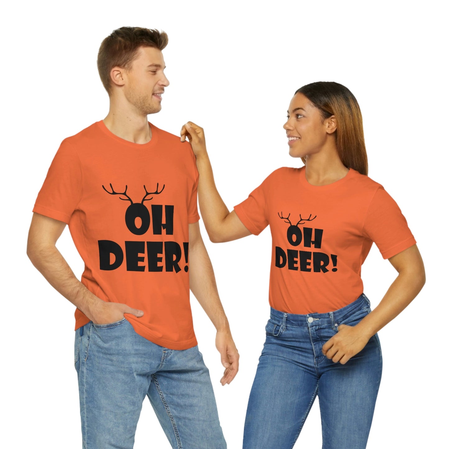 Oh Deer It's Christmas Time Funny Reindeer Unisex Jersey Short Sleeve T-Shirt Ichaku [Perfect Gifts Selection]