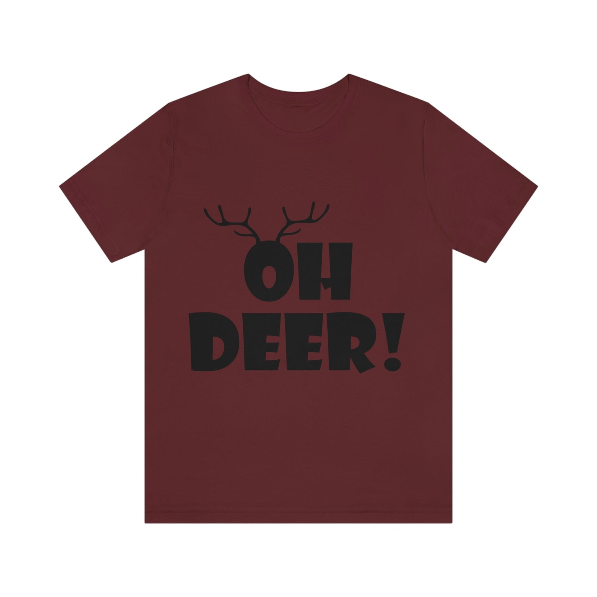 Oh Deer It's Christmas Time Funny Reindeer Unisex Jersey Short Sleeve T-Shirt Ichaku [Perfect Gifts Selection]