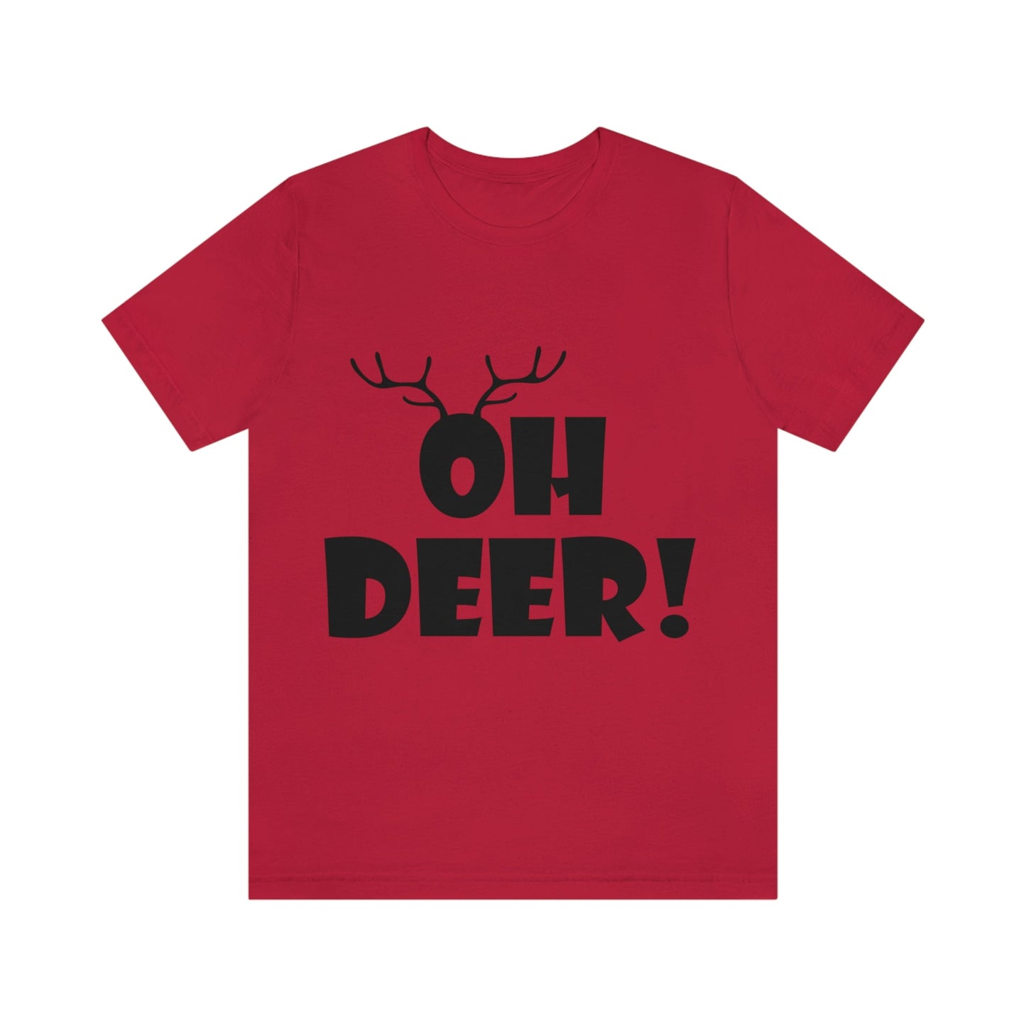 Oh Deer It's Christmas Time Funny Reindeer Unisex Jersey Short Sleeve T-Shirt Ichaku [Perfect Gifts Selection]