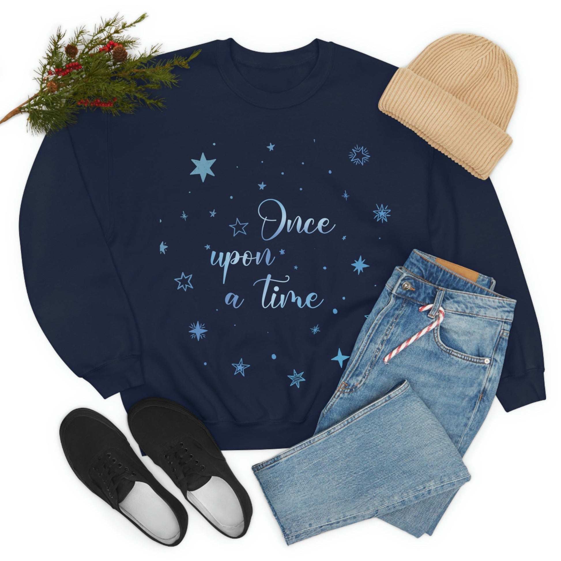 Once Upon a Time New Year Slogan Unisex Heavy Blend™ Crewneck Sweatshirt Ichaku [Perfect Gifts Selection]