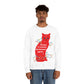 Ooops, I Ruined Christmas Again, Red Cat watching Unisex Heavy Blend™ Crewneck Sweatshirt Ichaku [Perfect Gifts Selection]