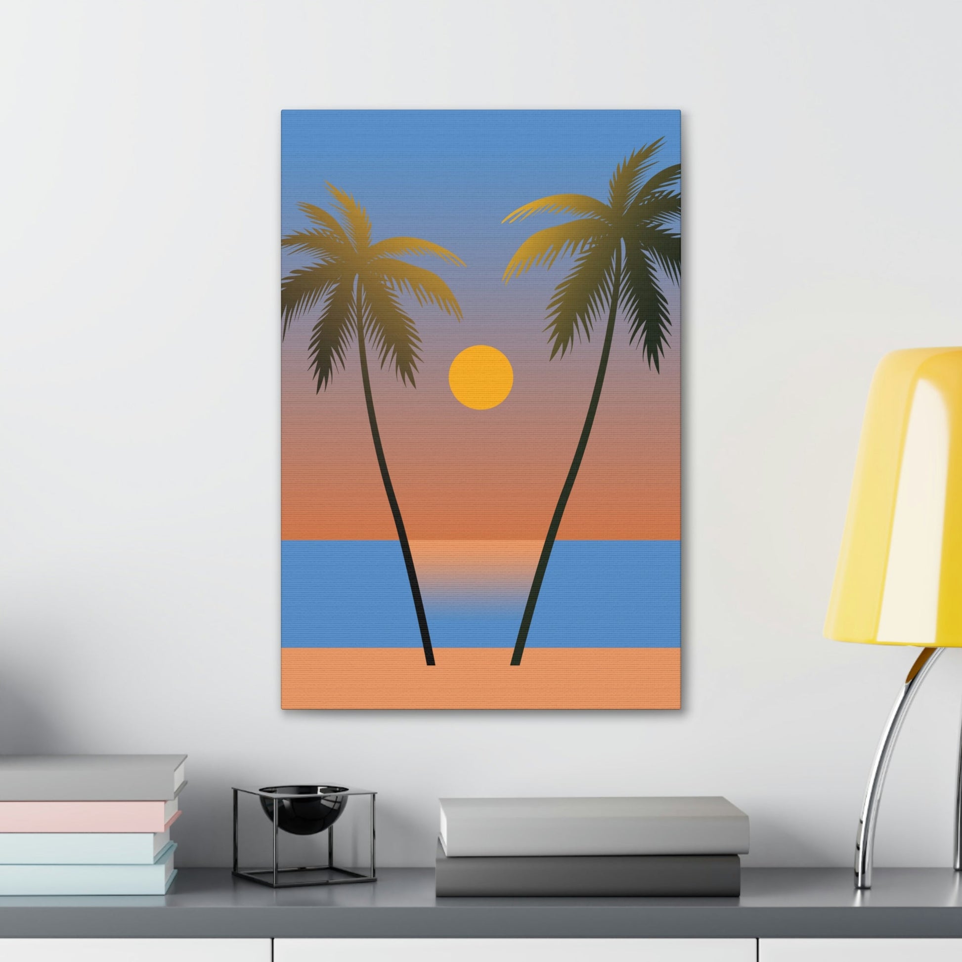 Palm Beach Sunset Minimal Aesthetic Classic Art Canvas Gallery Wraps Ichaku [Perfect Gifts Selection]