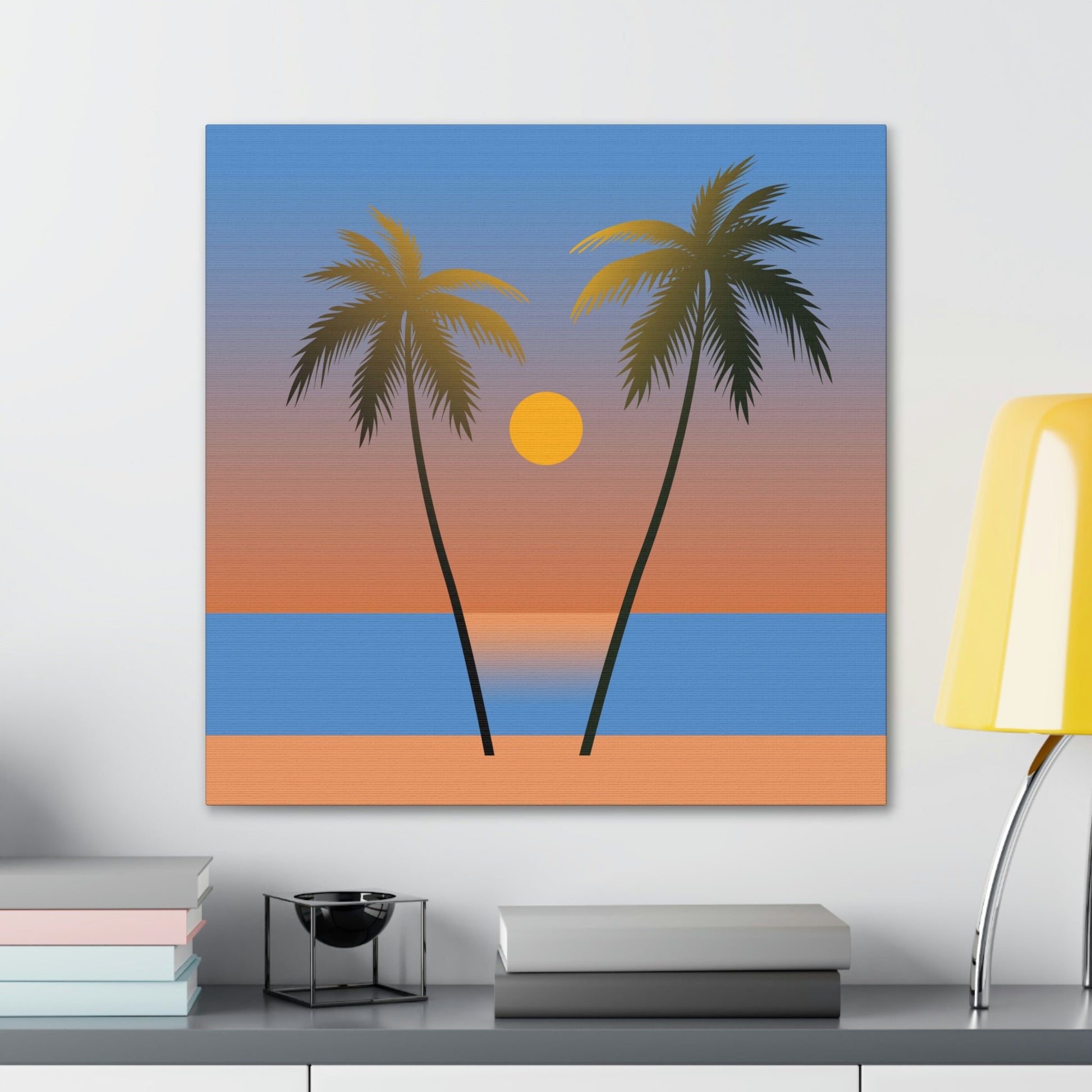 Palm Beach Sunset Minimal Aesthetic Classic Art Canvas Gallery Wraps Ichaku [Perfect Gifts Selection]