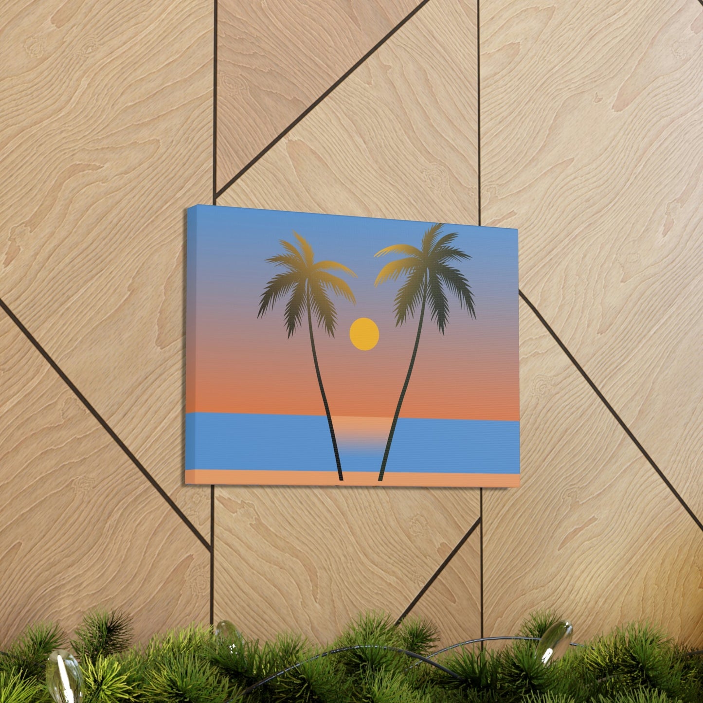 Palm Beach Sunset Minimal Aesthetic Classic Art Canvas Gallery Wraps Ichaku [Perfect Gifts Selection]