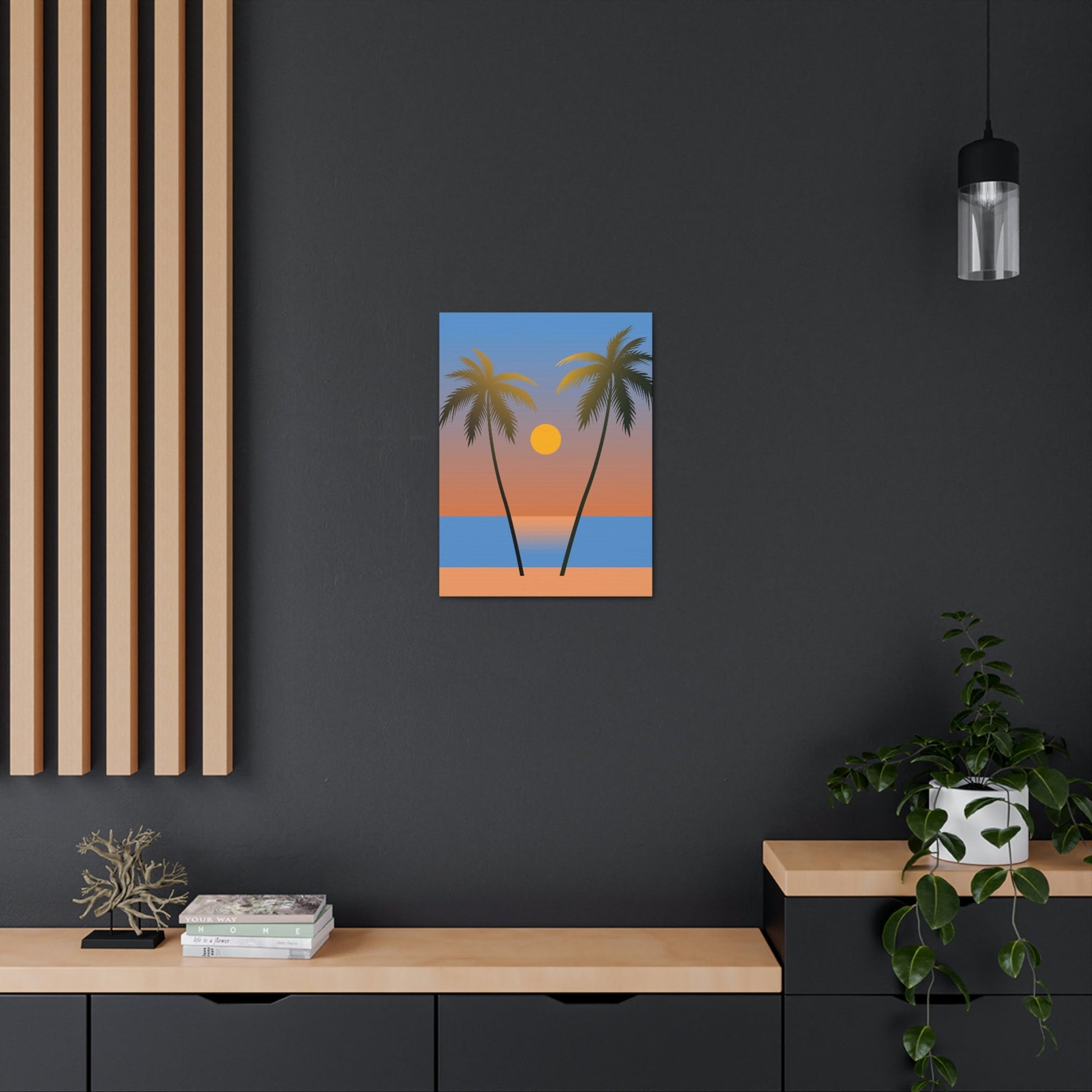 Palm Beach Sunset Minimal Aesthetic Classic Art Canvas Gallery Wraps Ichaku [Perfect Gifts Selection]