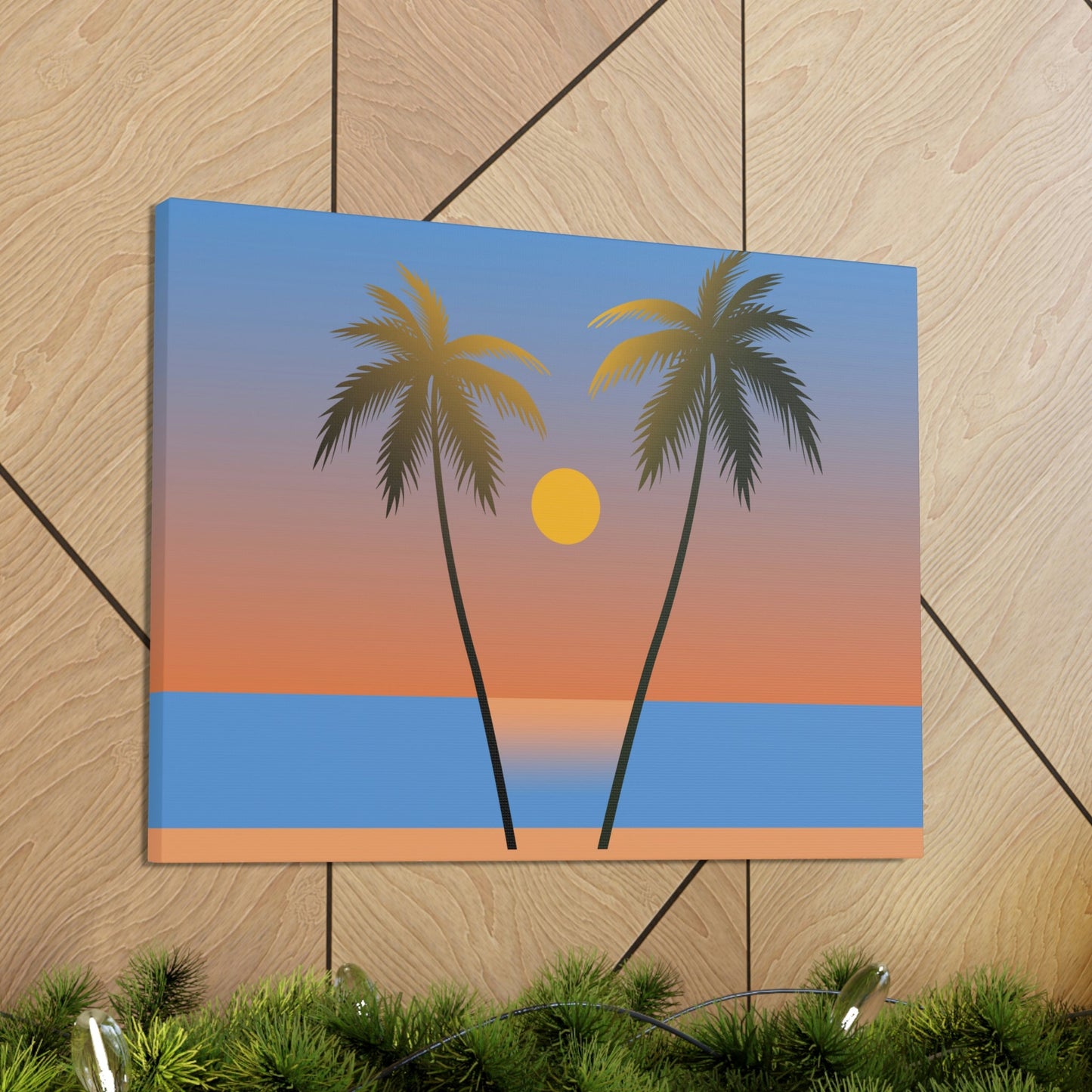 Palm Beach Sunset Minimal Aesthetic Classic Art Canvas Gallery Wraps Ichaku [Perfect Gifts Selection]