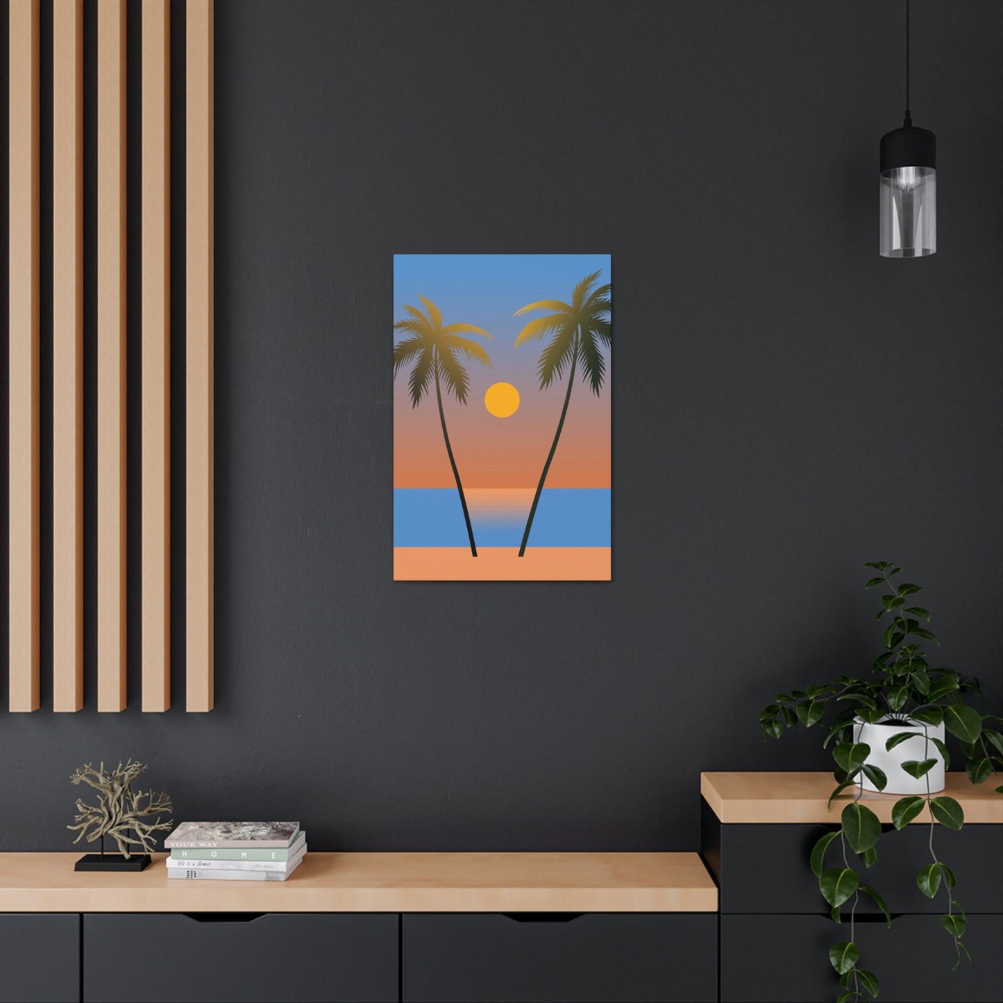 Palm Beach Sunset Minimal Aesthetic Classic Art Canvas Gallery Wraps Ichaku [Perfect Gifts Selection]