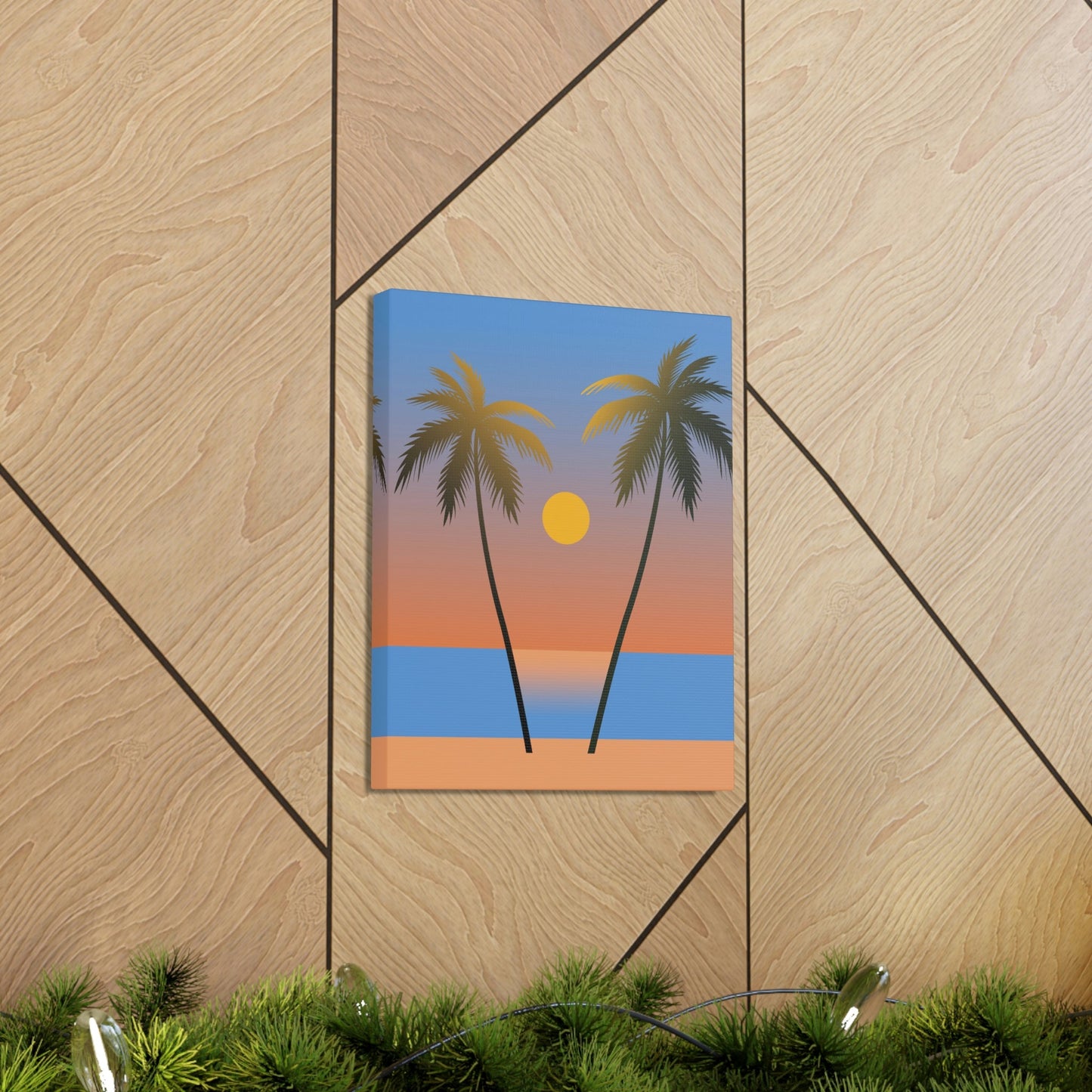 Palm Beach Sunset Minimal Aesthetic Classic Art Canvas Gallery Wraps Ichaku [Perfect Gifts Selection]