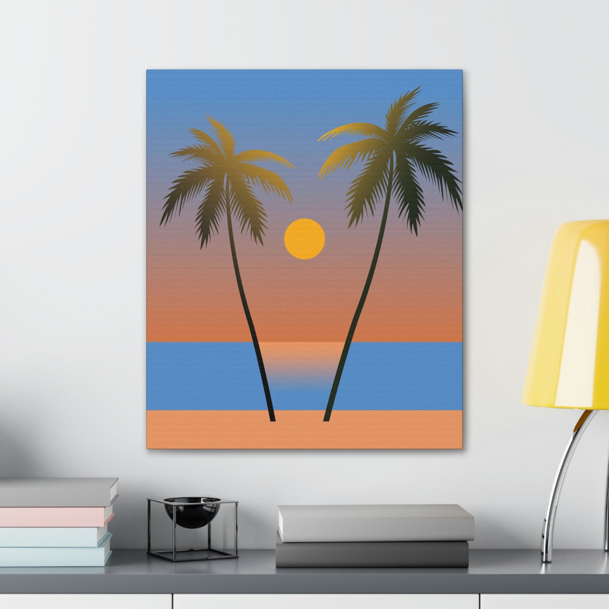 Palm Beach Sunset Minimal Aesthetic Classic Art Canvas Gallery Wraps Ichaku [Perfect Gifts Selection]