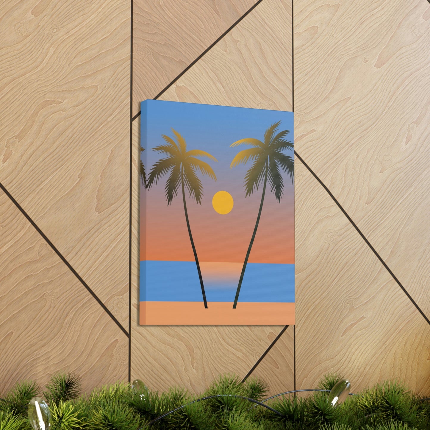 Palm Beach Sunset Minimal Aesthetic Classic Art Canvas Gallery Wraps Ichaku [Perfect Gifts Selection]