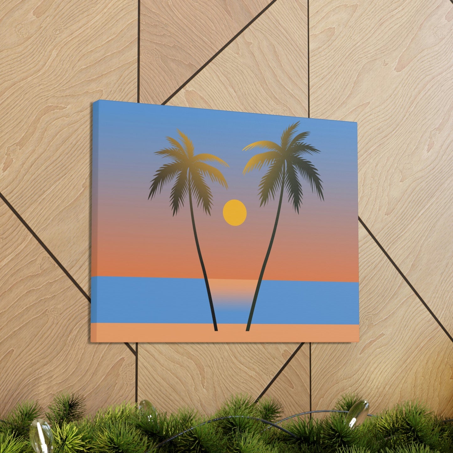 Palm Beach Sunset Minimal Aesthetic Classic Art Canvas Gallery Wraps Ichaku [Perfect Gifts Selection]